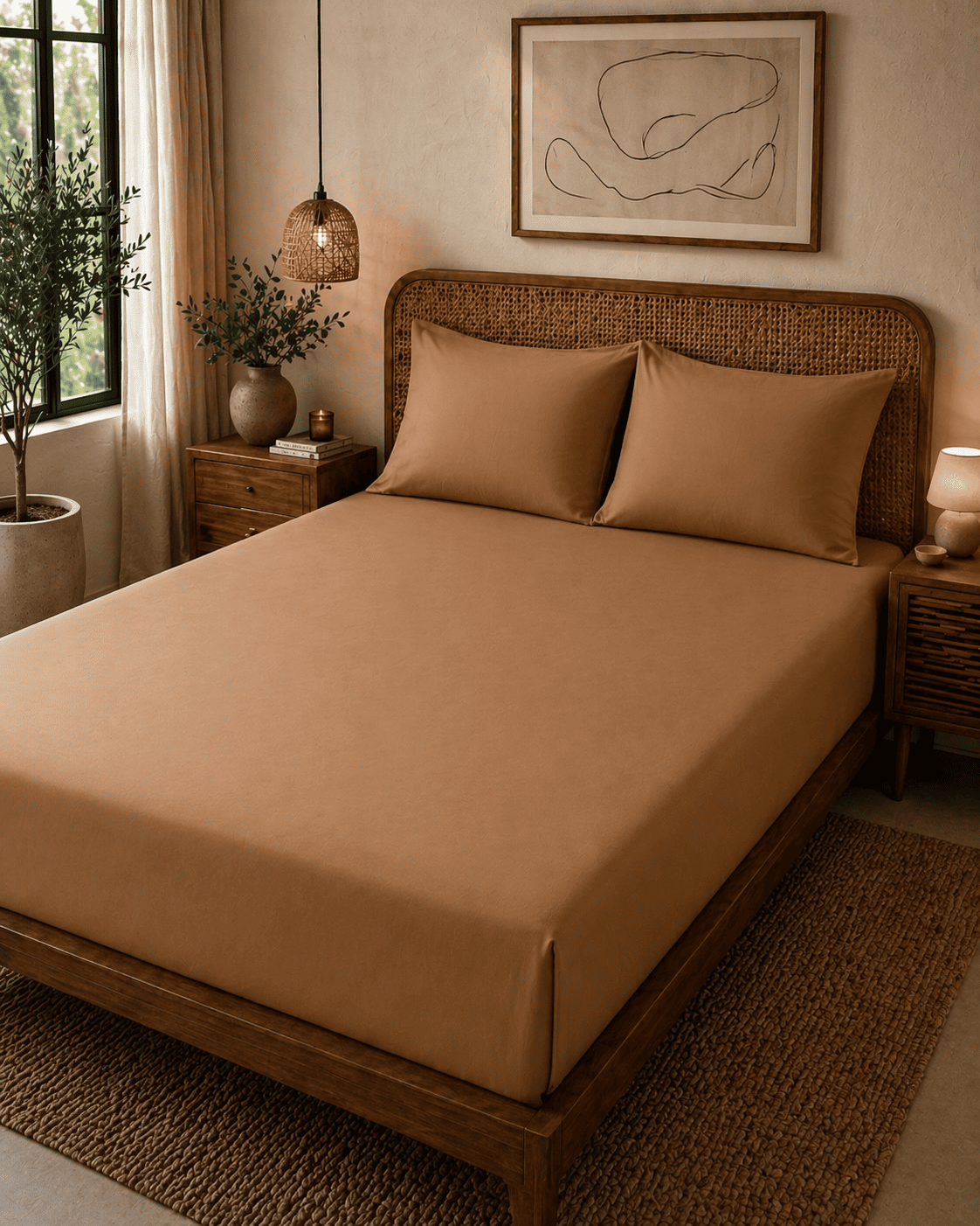 Solid Desert Brown – 300 TC Premium Bed Sheet