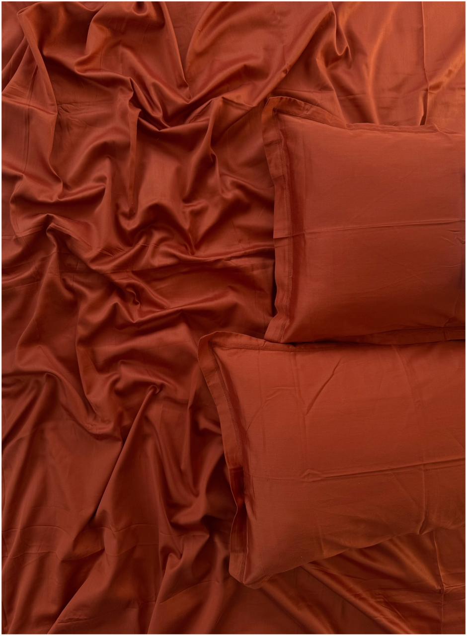 Decaso Solids Bedsheets - Burnt Orange