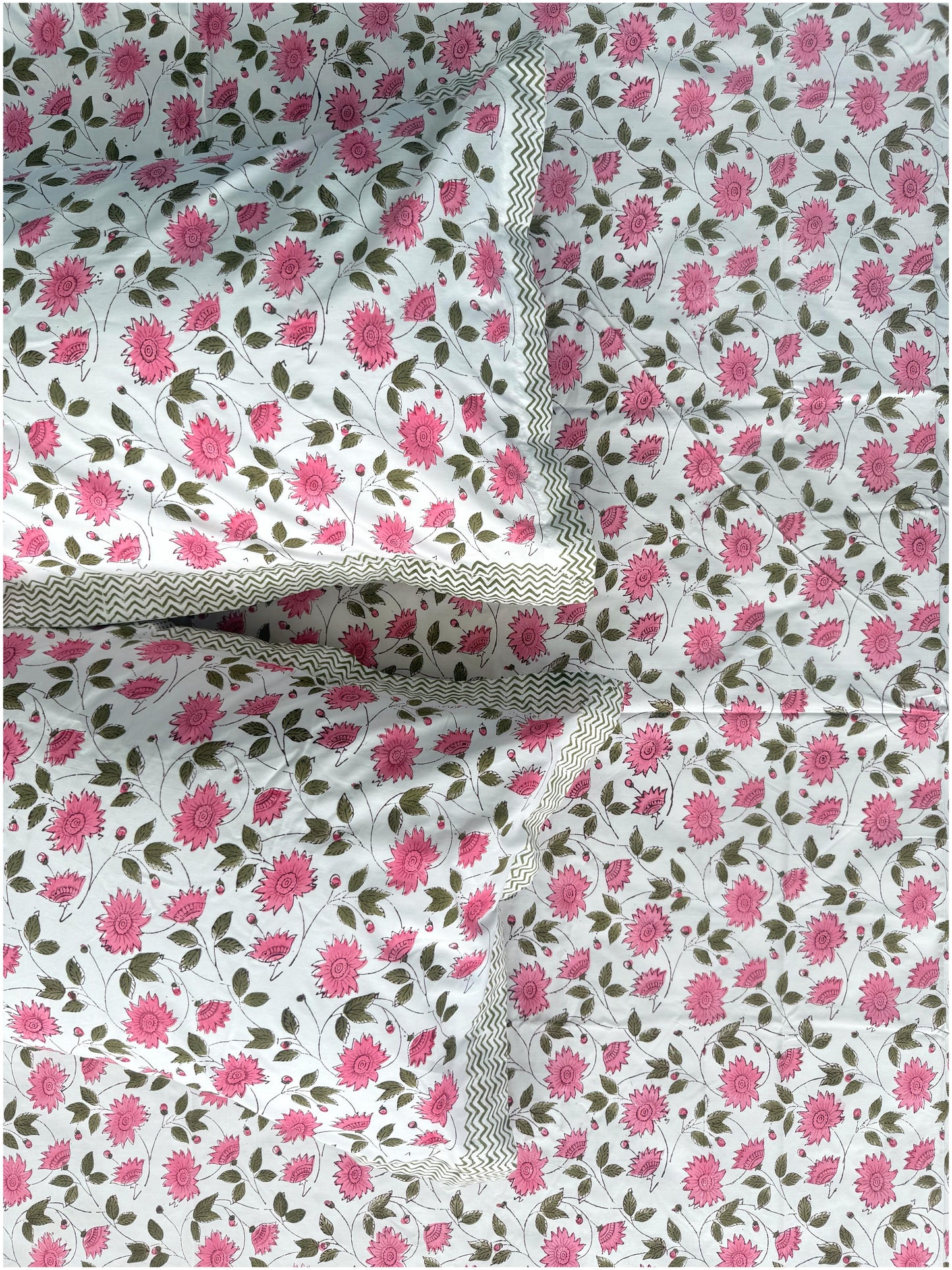 Pink Handblock Classic – 200 TC Luxe Bed Sheet
