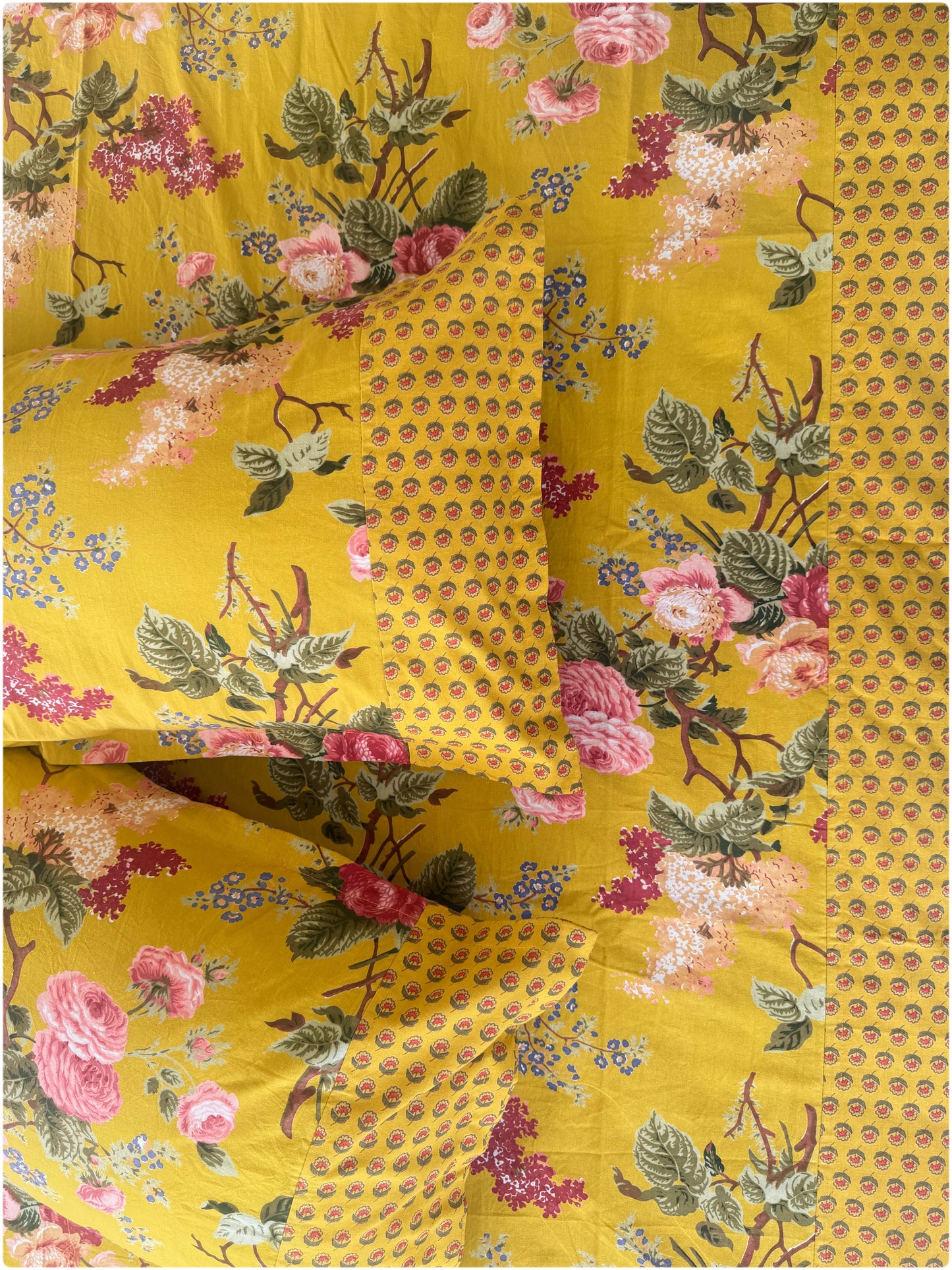 Ethnic Premium Queen Size Bedsheet - Mustard