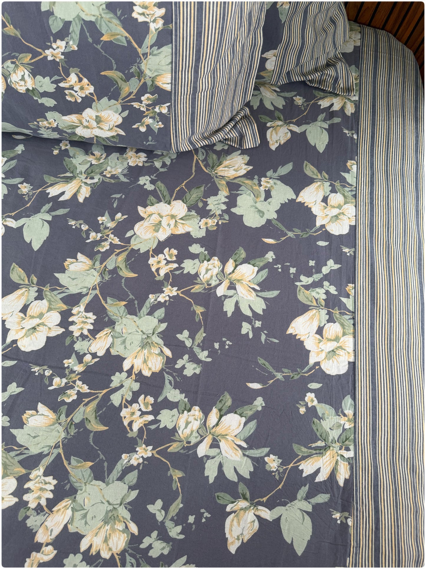 Ethnic Motif Premium Super King Bedsheet - Steel Blue