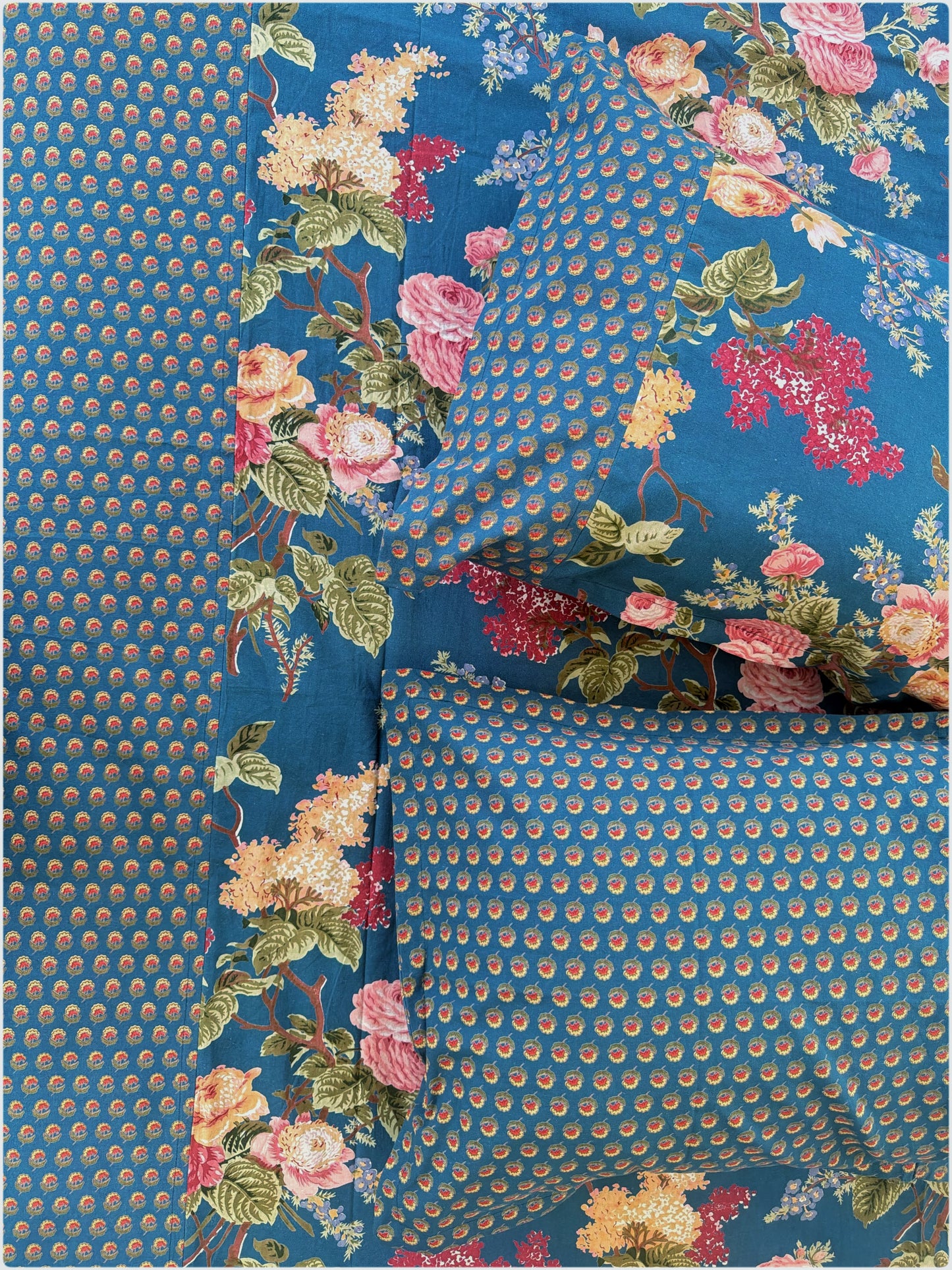 Ethnic Premium Queen Size Bedsheet - Teal Blue