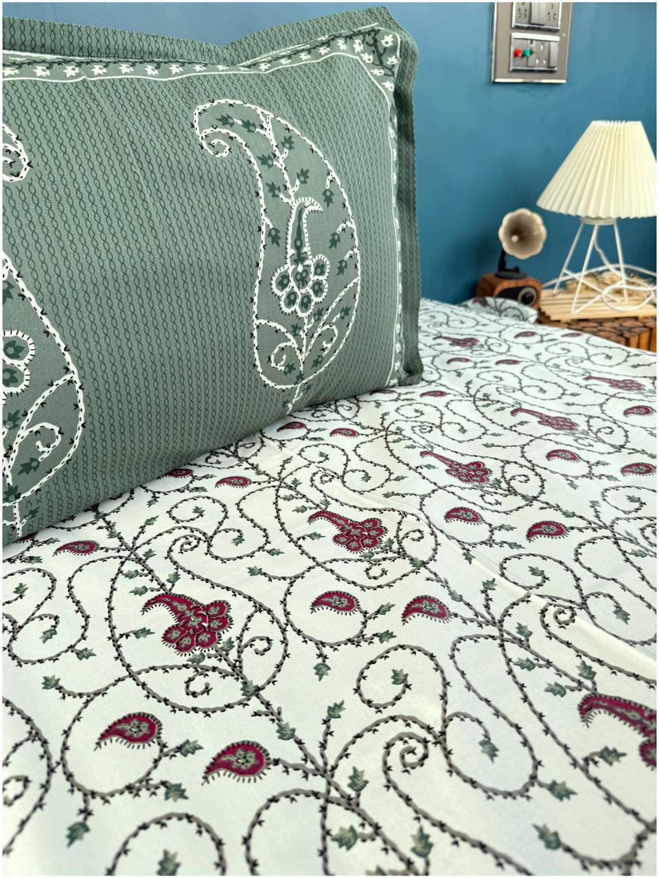 Sage Heritage Ethnic – 3 Piece Premium Bed Sheet Set 150 TC