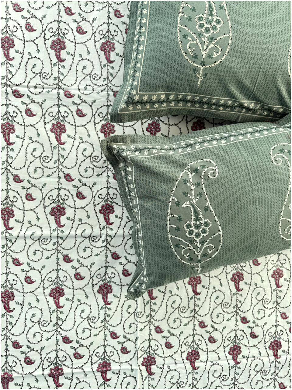 Sage Heritage Ethnic – 3 Piece Premium Bed Sheet Set 150 TC