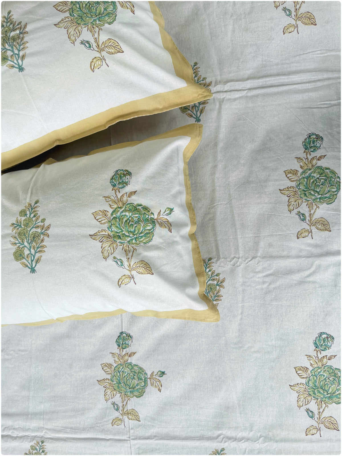 White & Cream OG Handblock Bedsheet