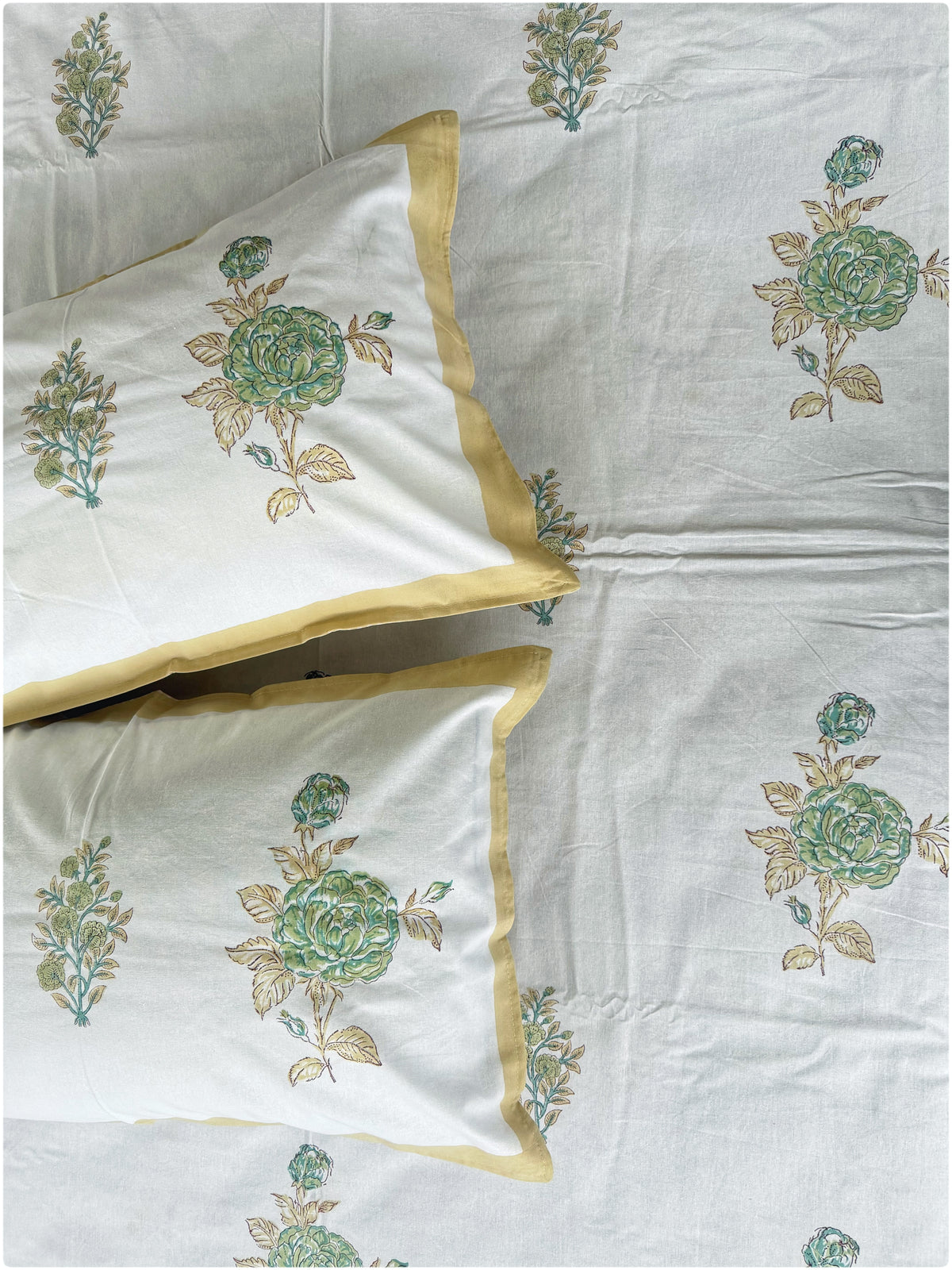 White & Cream OG Handblock Bedsheet