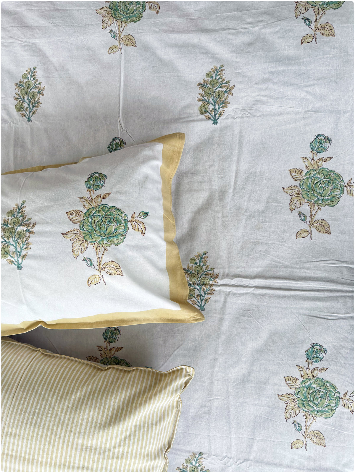White & Lemon OG Handblock Super King Bedsheet