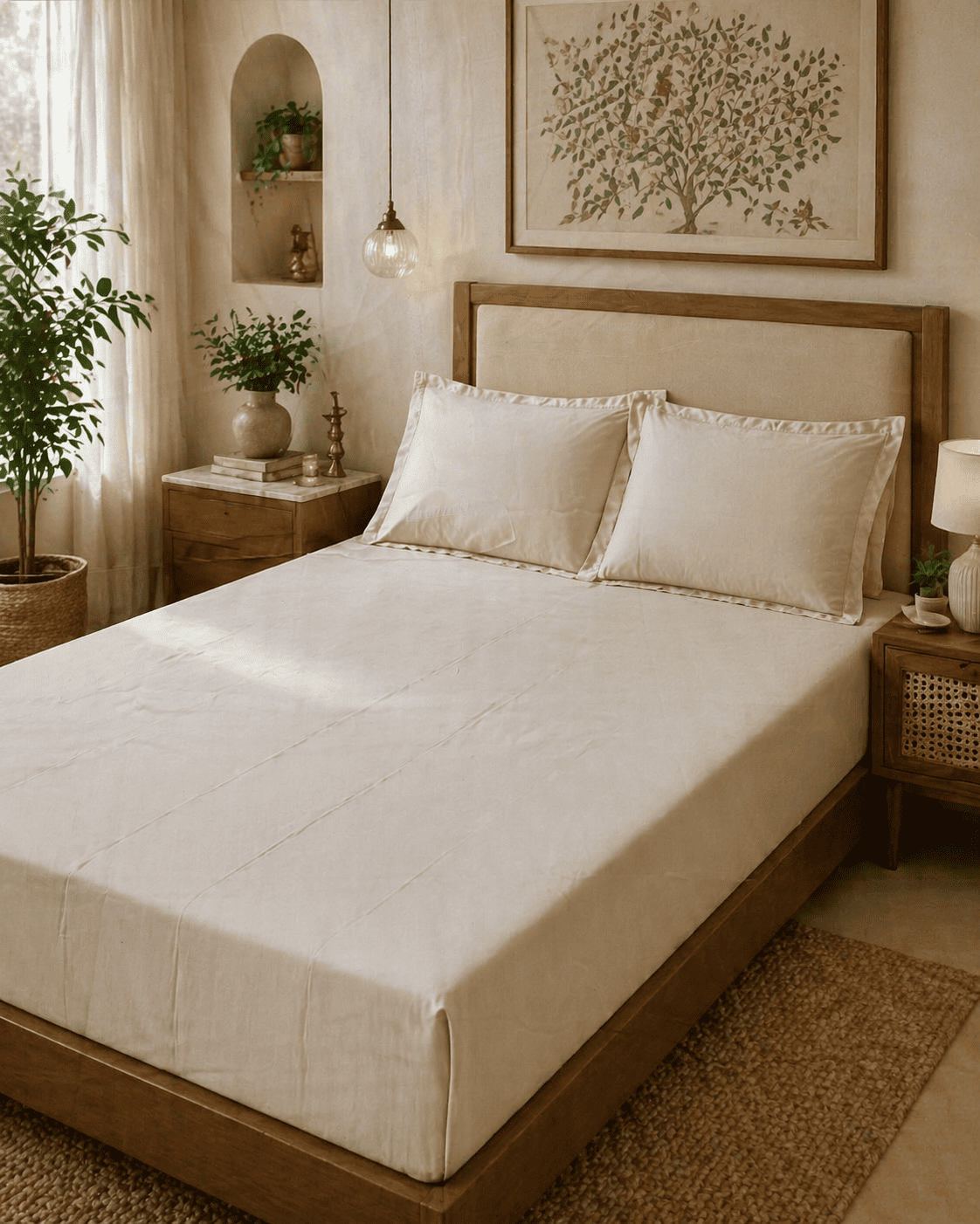 Solid Classic Ivory – 300 TC Luxe Cotton Bed Sheet Set