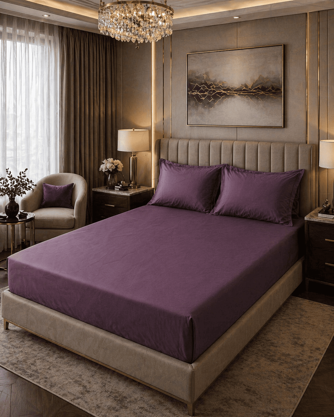 Solid Plum – 300 TC Premium Cotton Bed Sheet