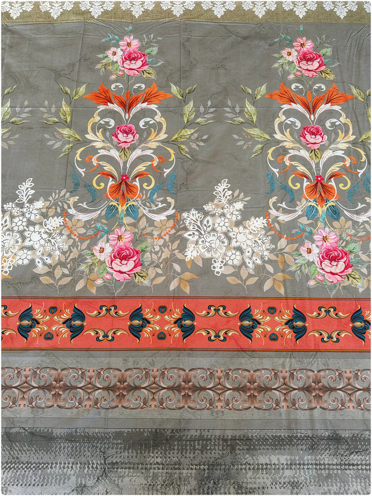 French Grey Floral Super King Bedsheet