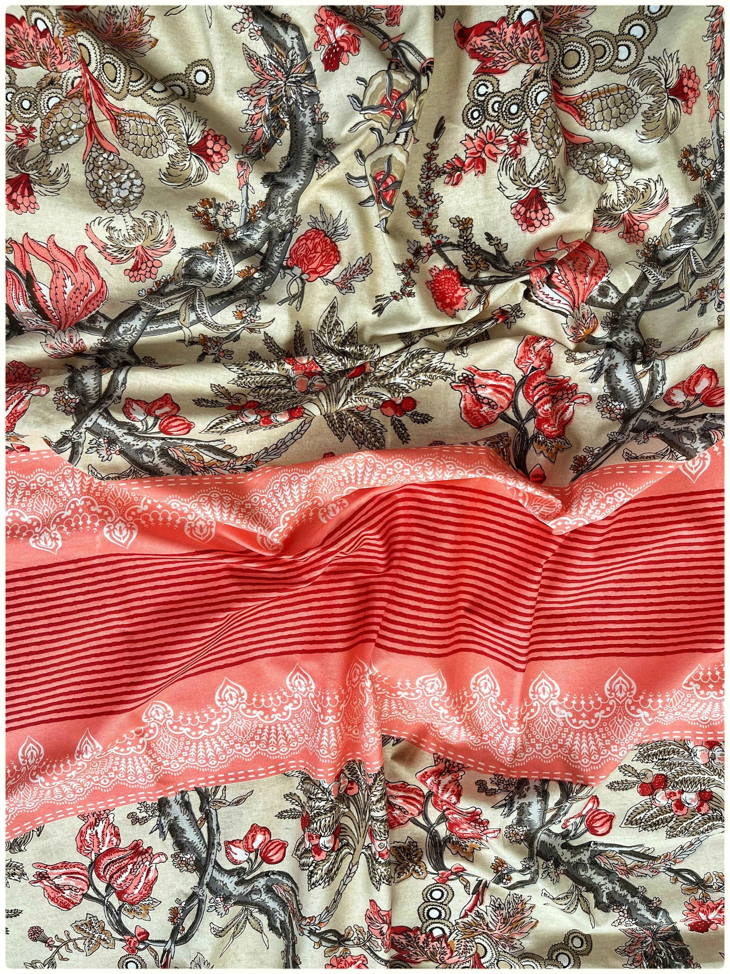 Decaso Florals - Beige & Peach