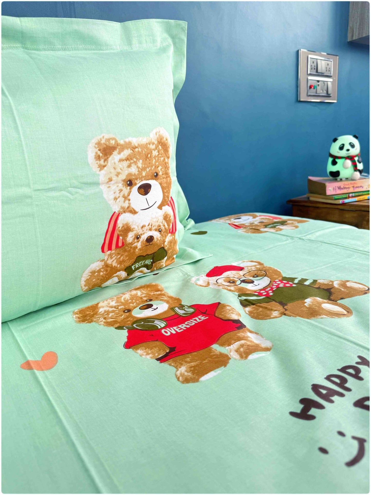 Teddy Green Play – Kids Playtime Bed Sheet Set 180 TC