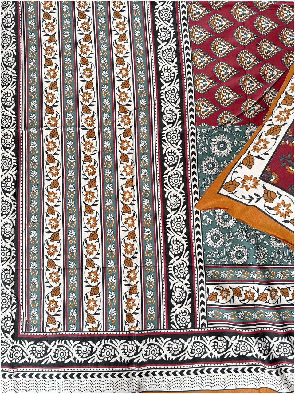 Golden Mustard Heritage Print Bedsheet