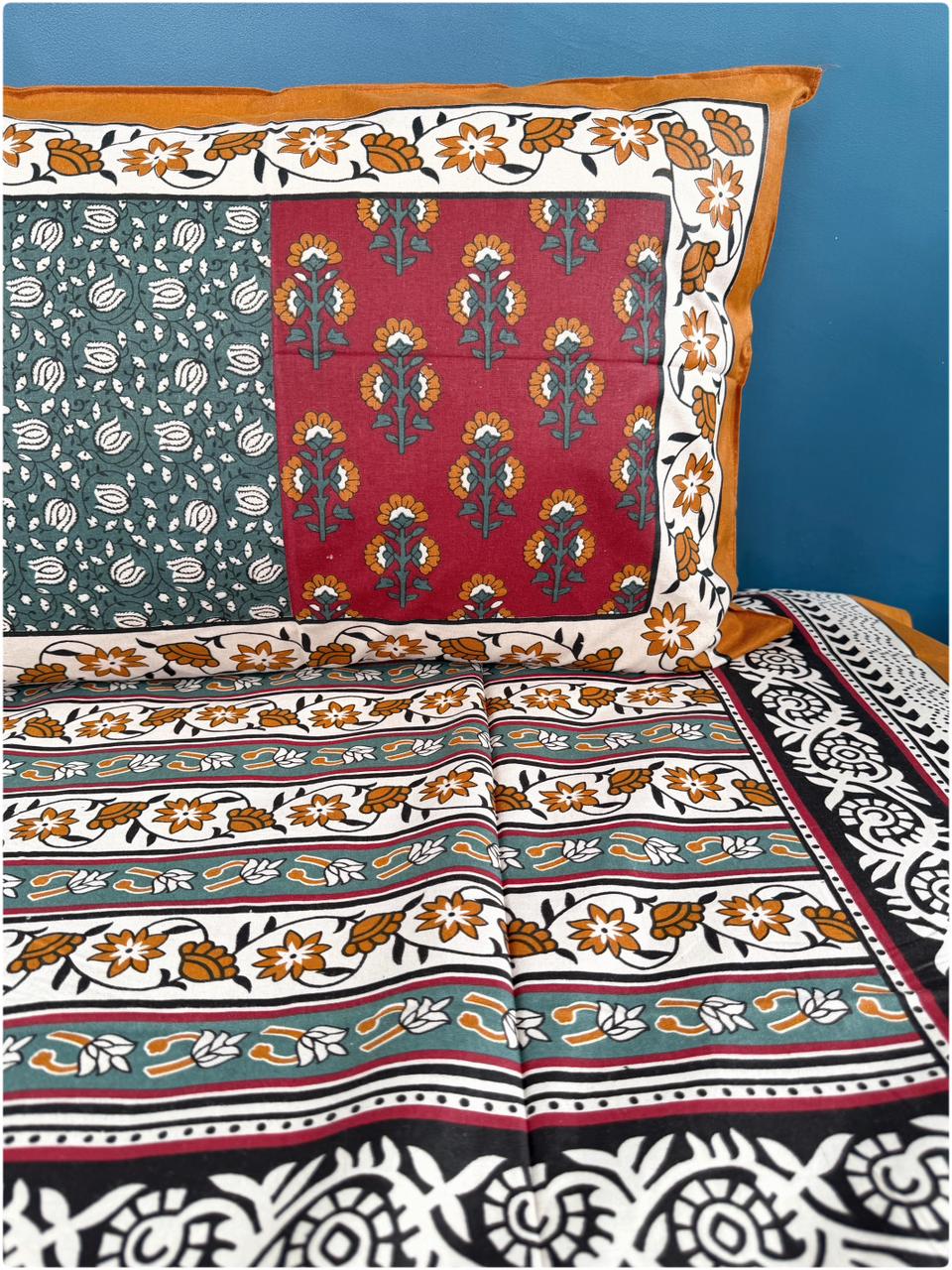 Golden Mustard Heritage Print Bedsheet