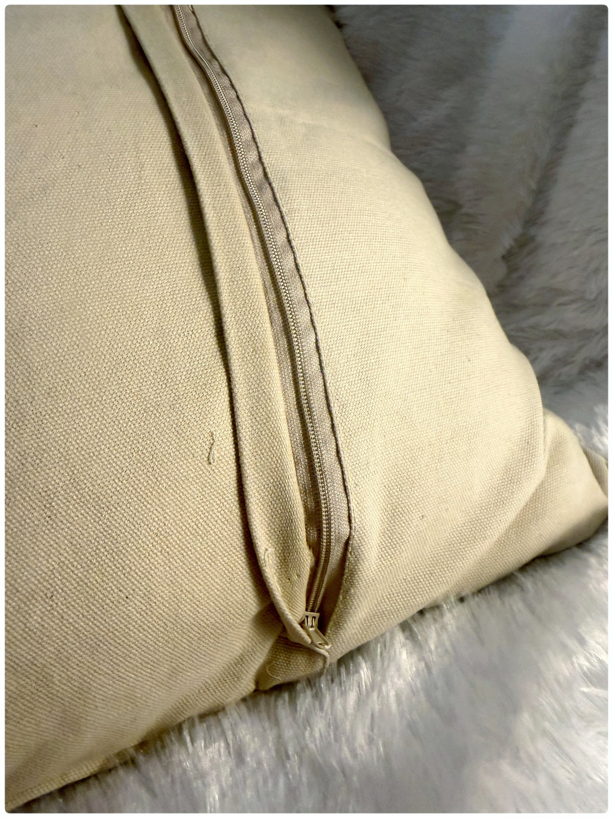 Beige & Black Embroidered Cushion Cover