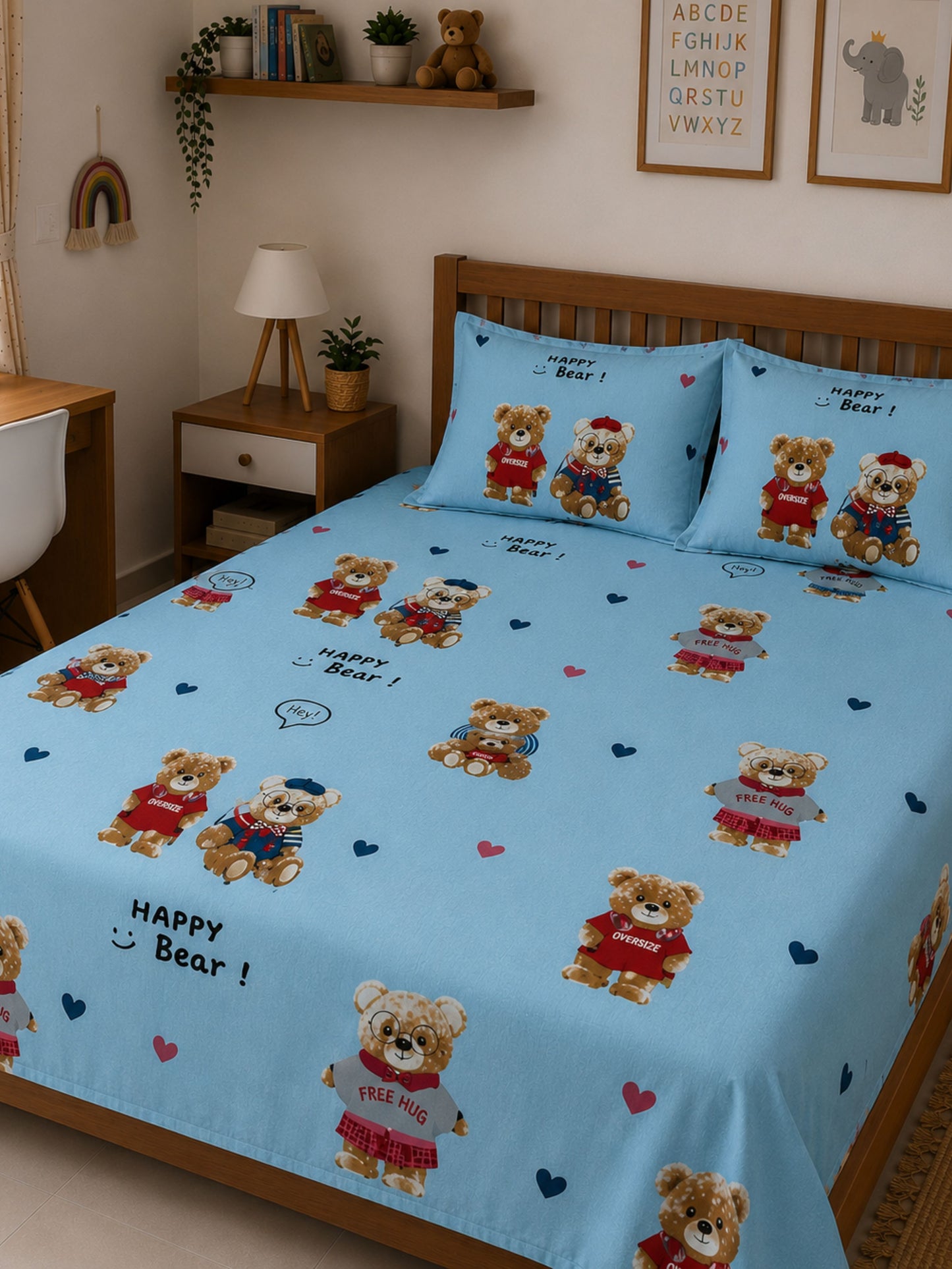 Teddy Blue Dream – Kids Dreamy Bed Sheet Set 180 TC