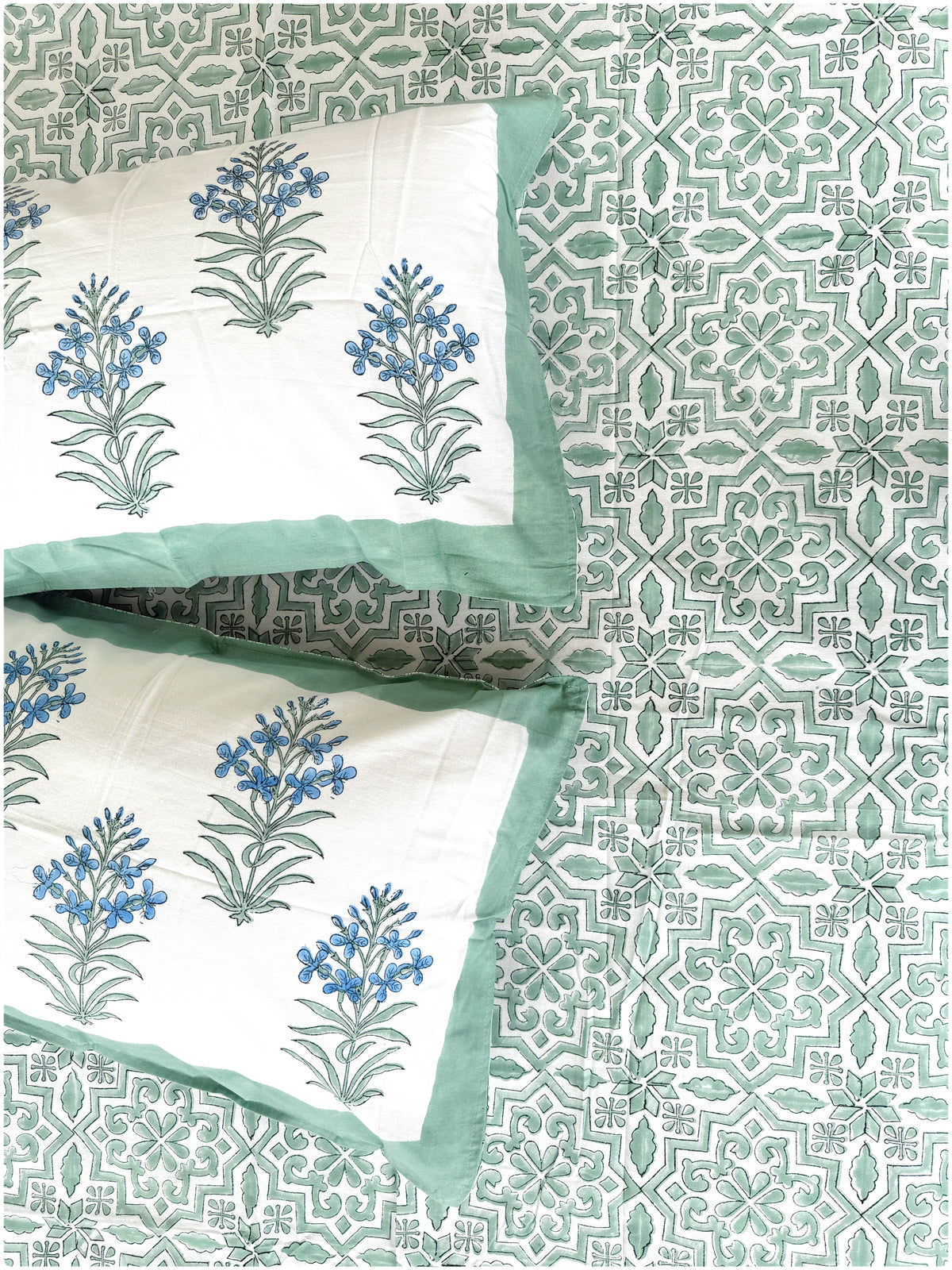 Sage OG Handblock Super King Bedsheet