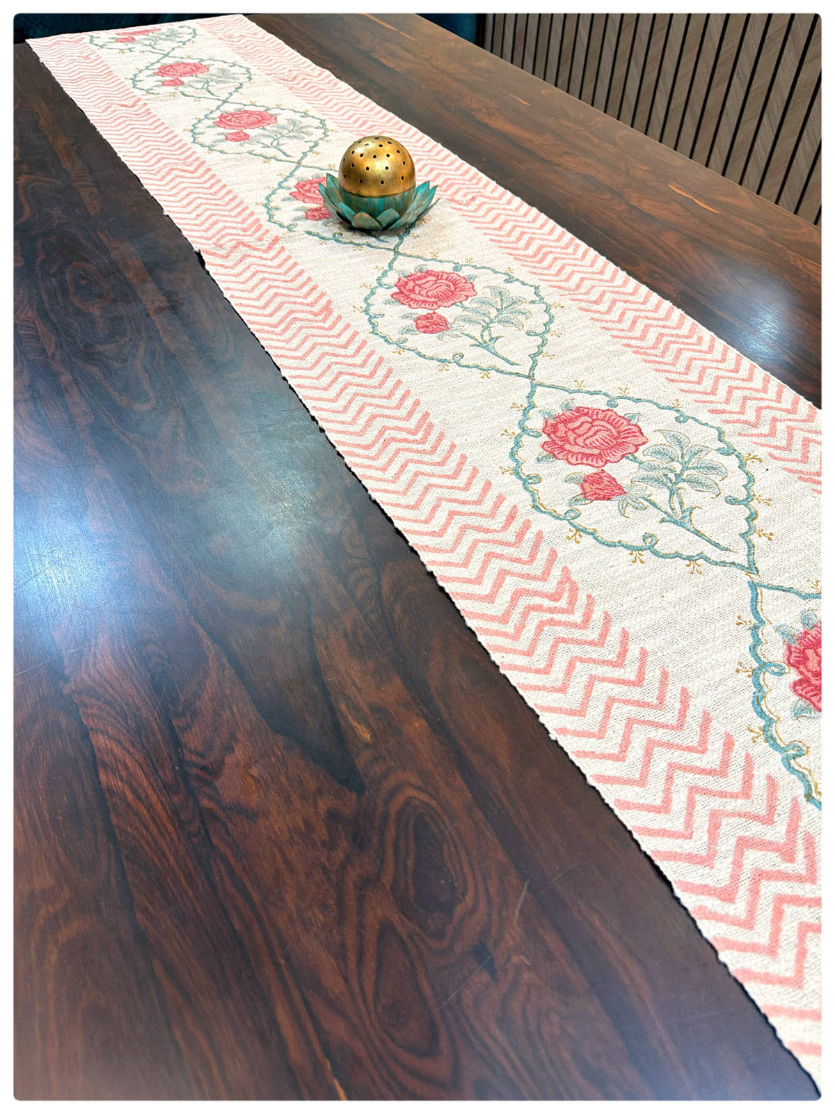 Jute Pink Roses Table Runner – (13 x 72 Inches)