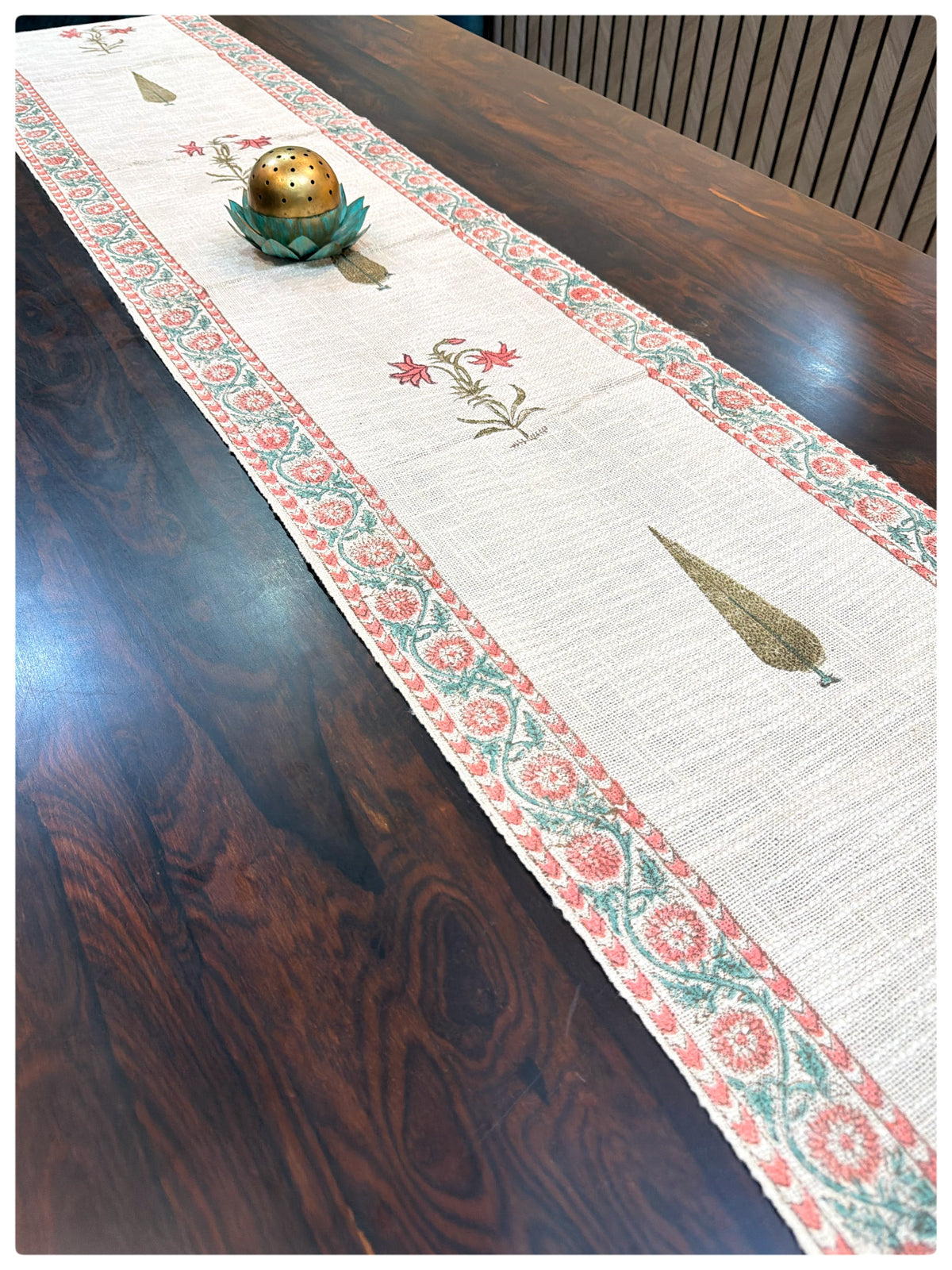 Jute Pink & Green Table Runner – (13 x 72 Inches)