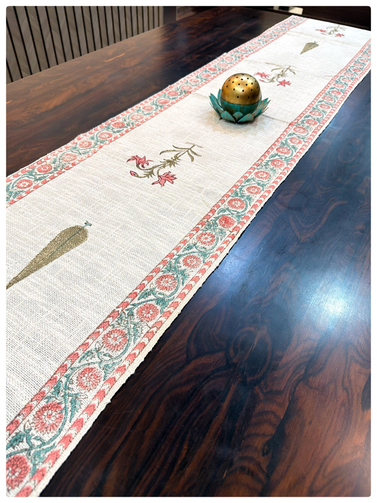 Jute Pink & Green Table Runner – (13 x 72 Inches)