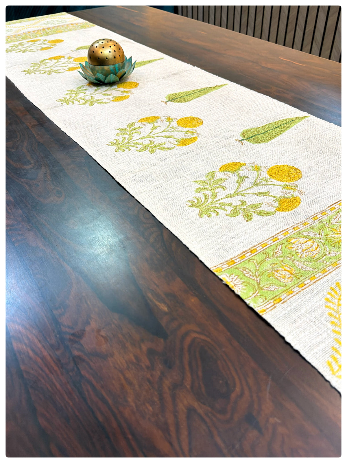 Jute Yellow & Green Table Runner – (13 x 72 Inches)