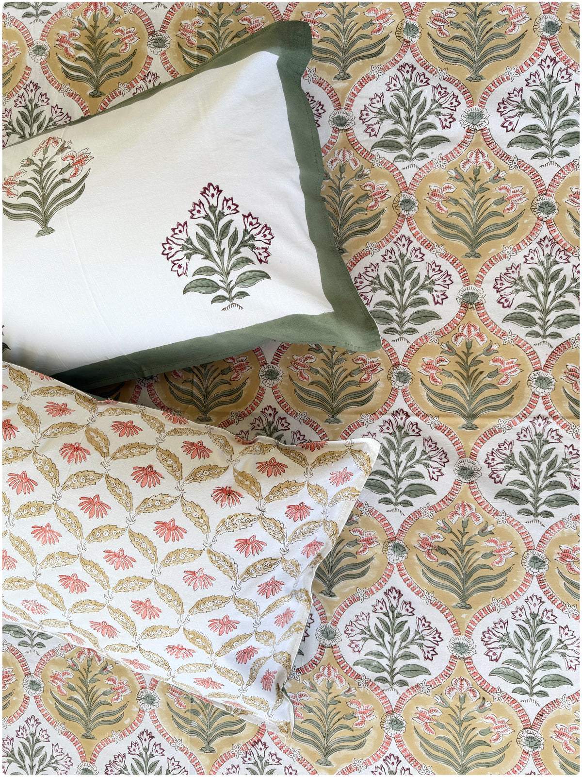 Sunlit Star Handblock Queen Bedsheet