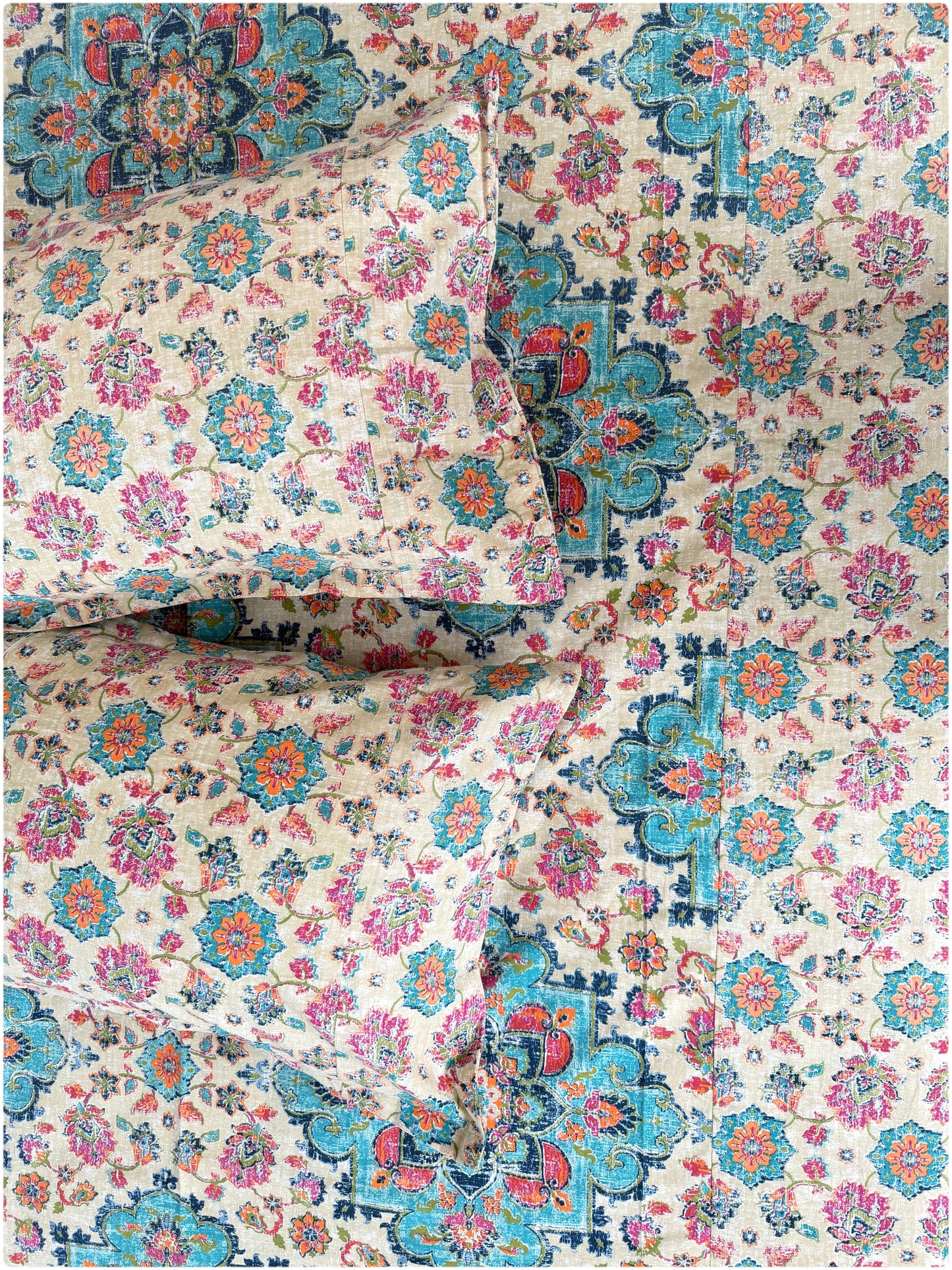 Ethnic Premium Super King Bedsheet - Multicolor