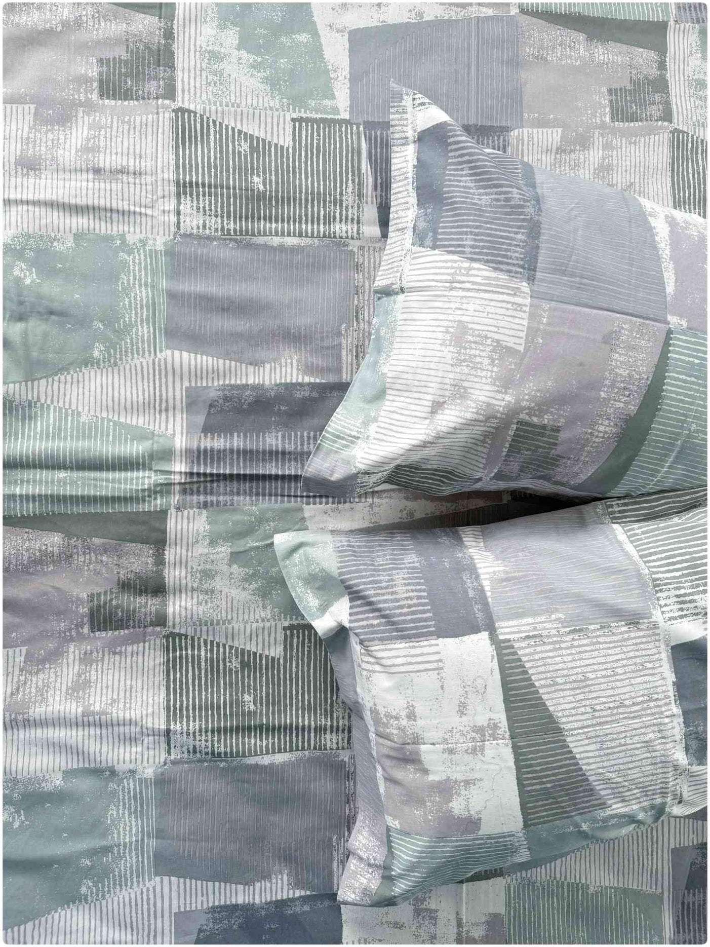 Artistic Brush Mint – 100% Cotton Bed Sheet 300 TC