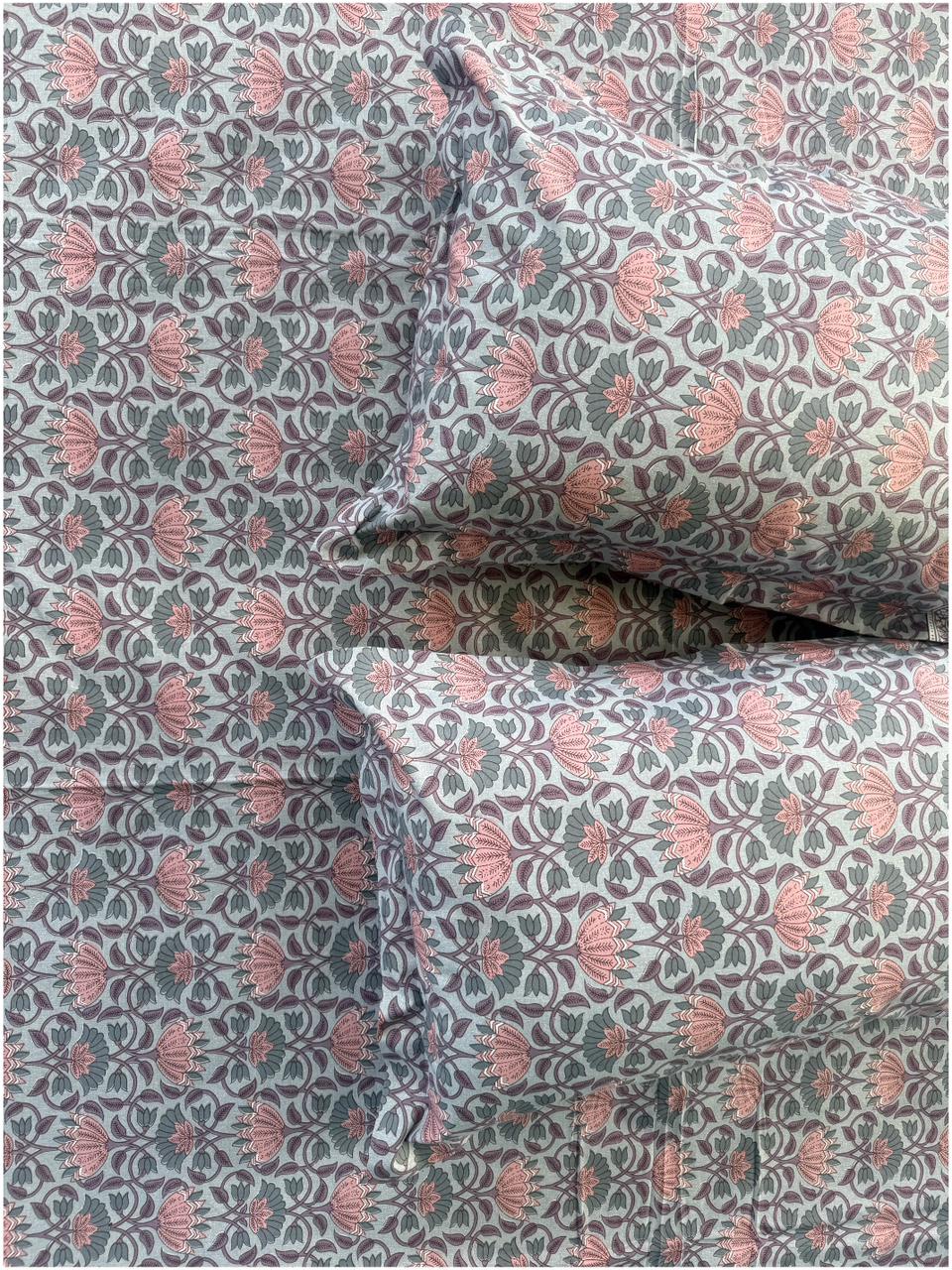 Deep Blue Floral Garden – 180 TC Premium Bed Sheet