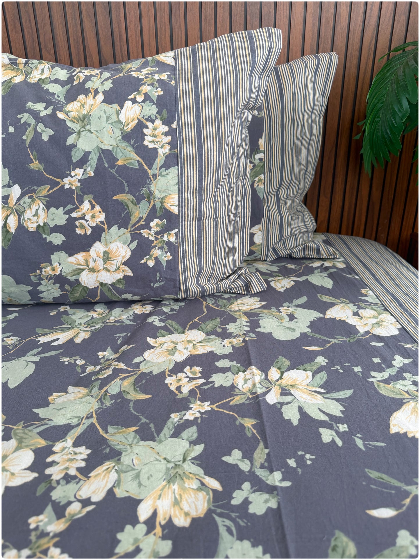 Ethnic Motif Premium Super King Bedsheet - Steel Blue