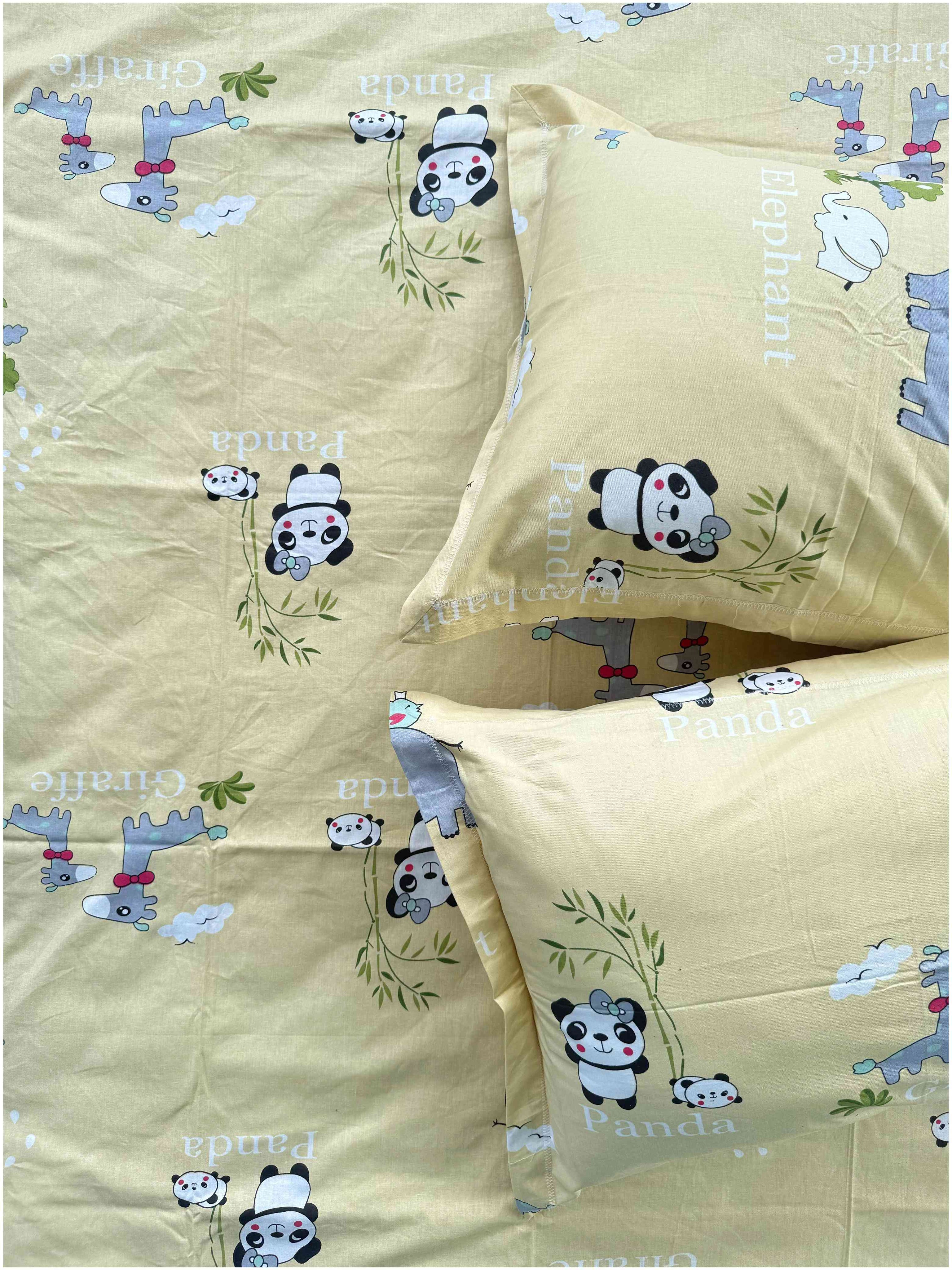 Zoo Yellow Fun – Kids Happy Sleep Bed Sheet Set 180 TC