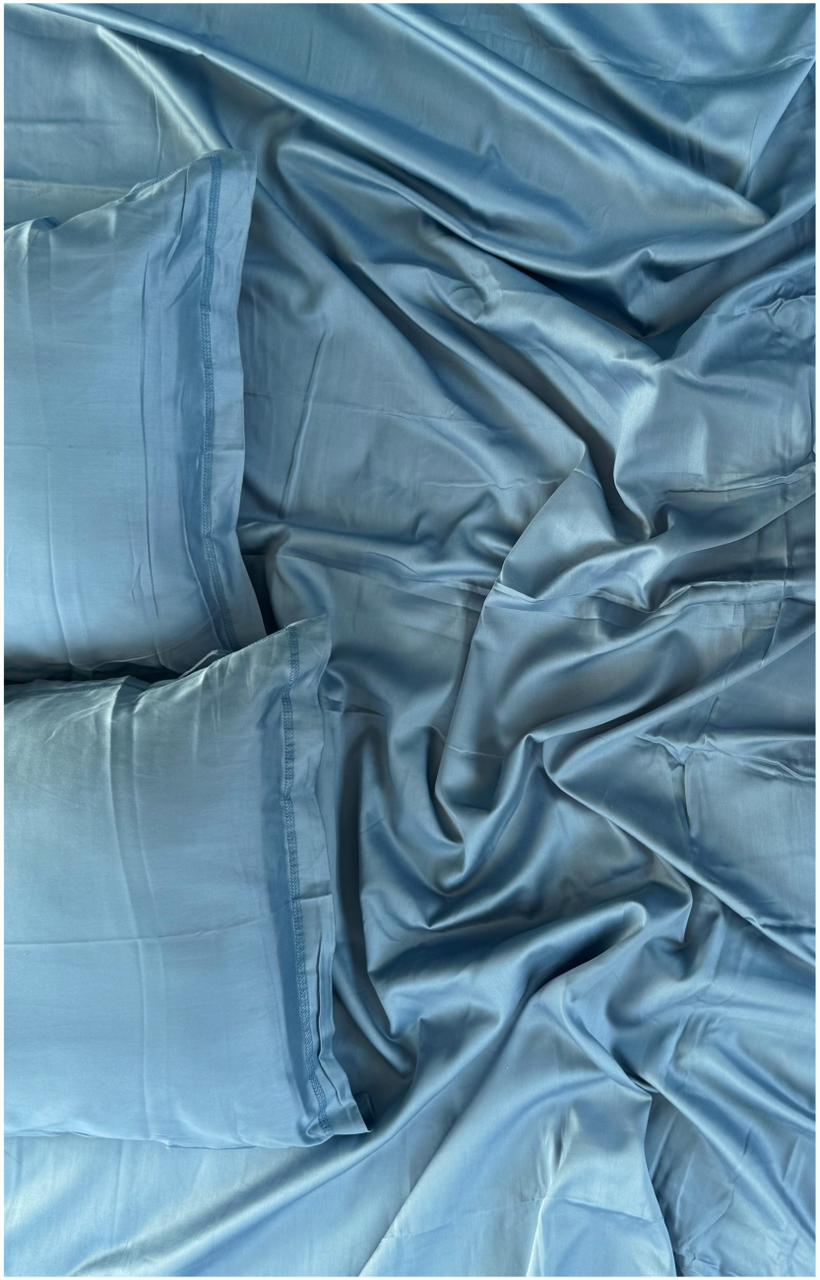 Solid Denim Blue – 300 TC Premium Cotton Bed Sheet