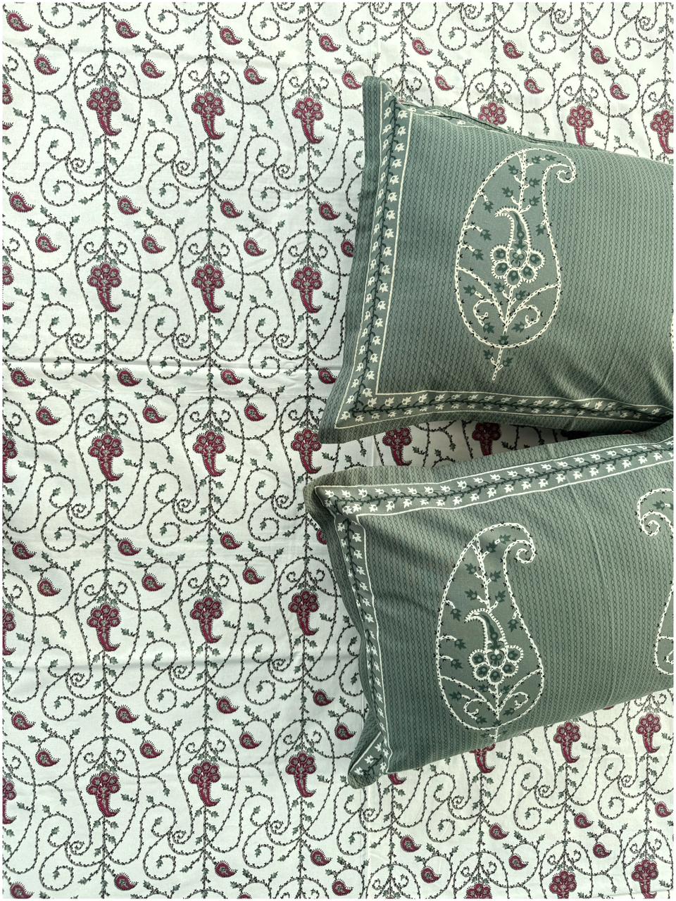 Sage Heritage Ethnic – 3 Piece Premium Bed Sheet Set 150 TC