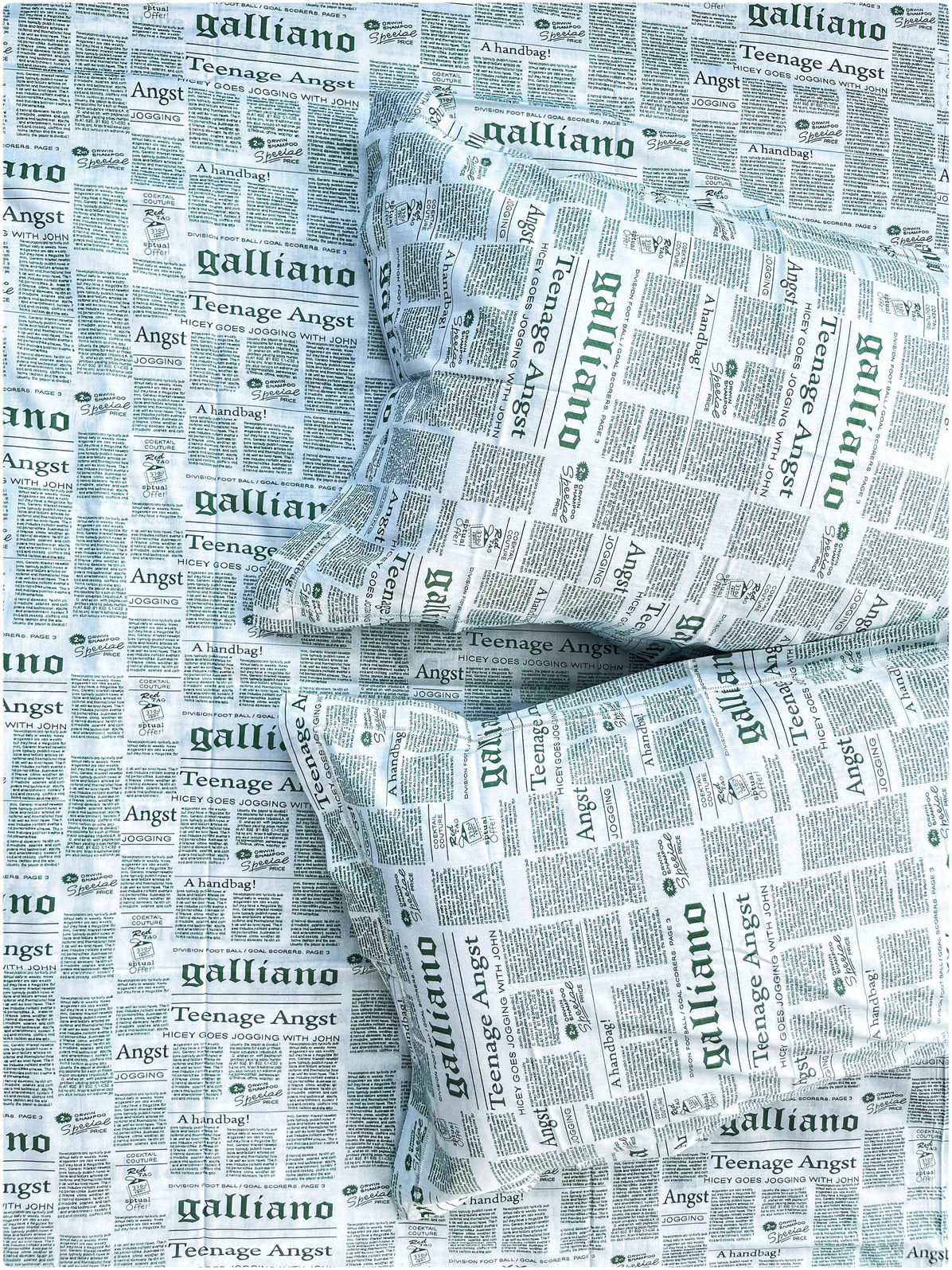 Vintage Newspaper Green – Premium Bed Sheet 300 TC