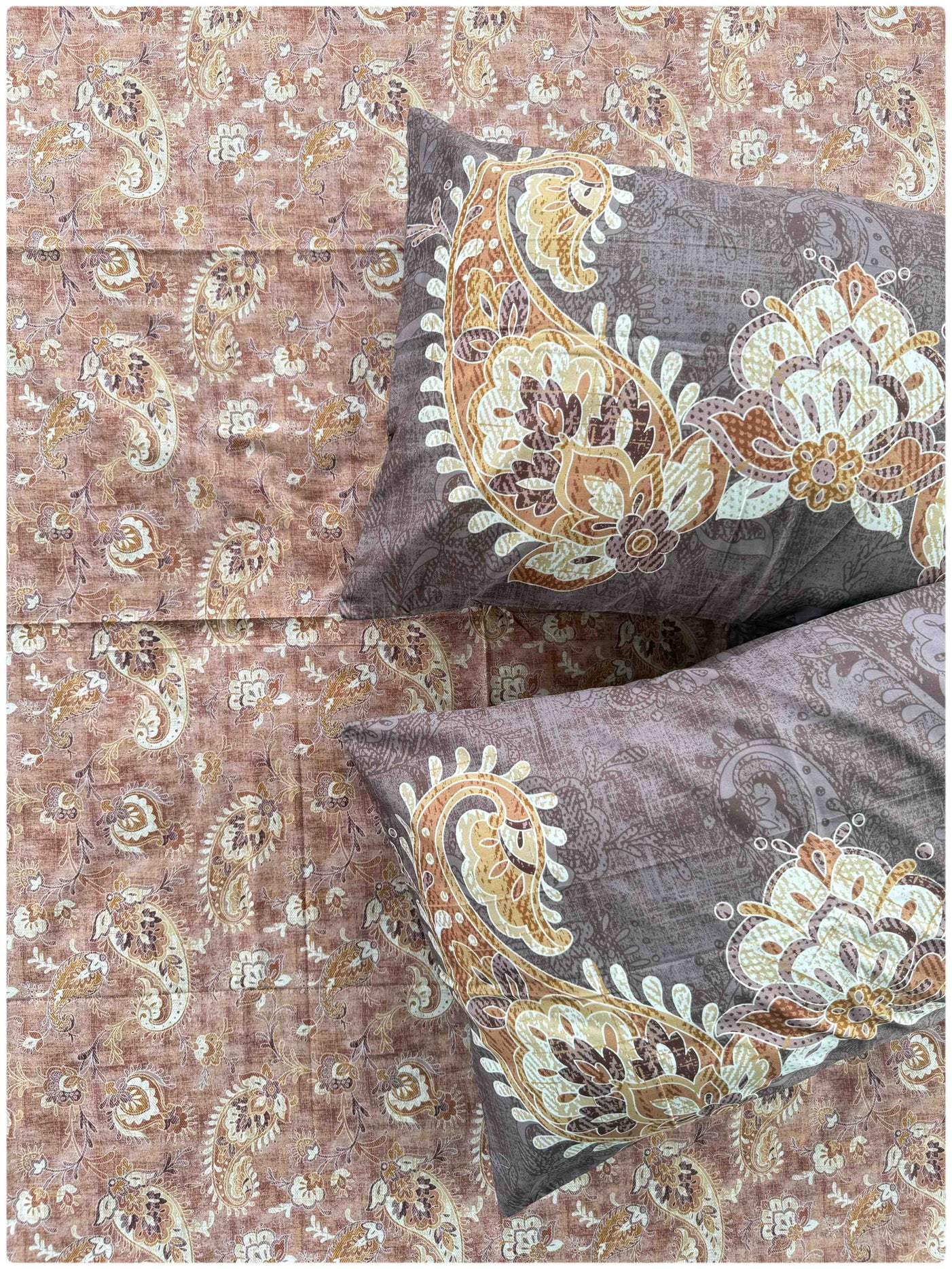 Paisley Peach Purple – 300 TC Premium Bed Sheet