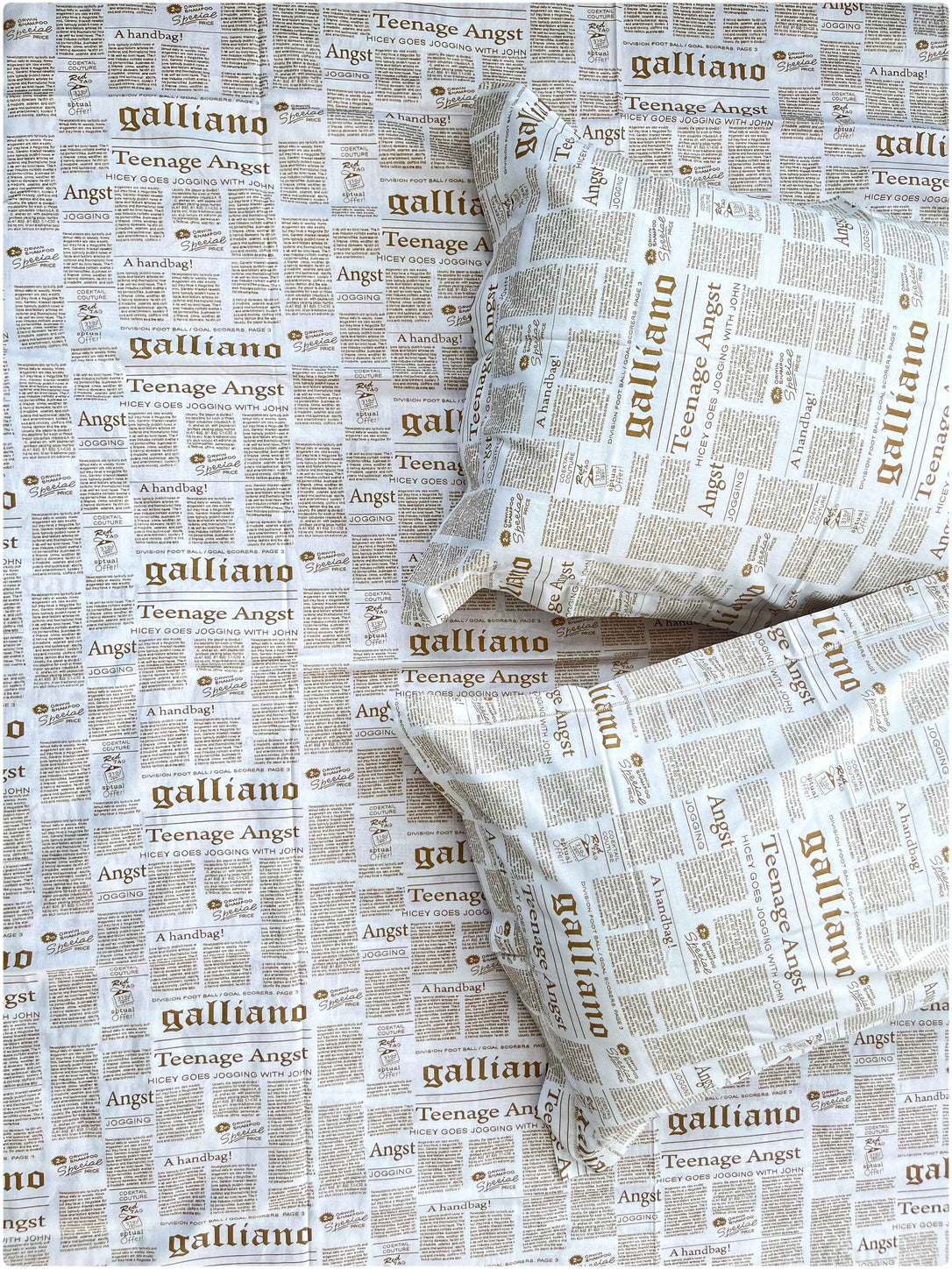 Mustard Newspaper Vintage – Premium Bed Sheet Set 300 TC