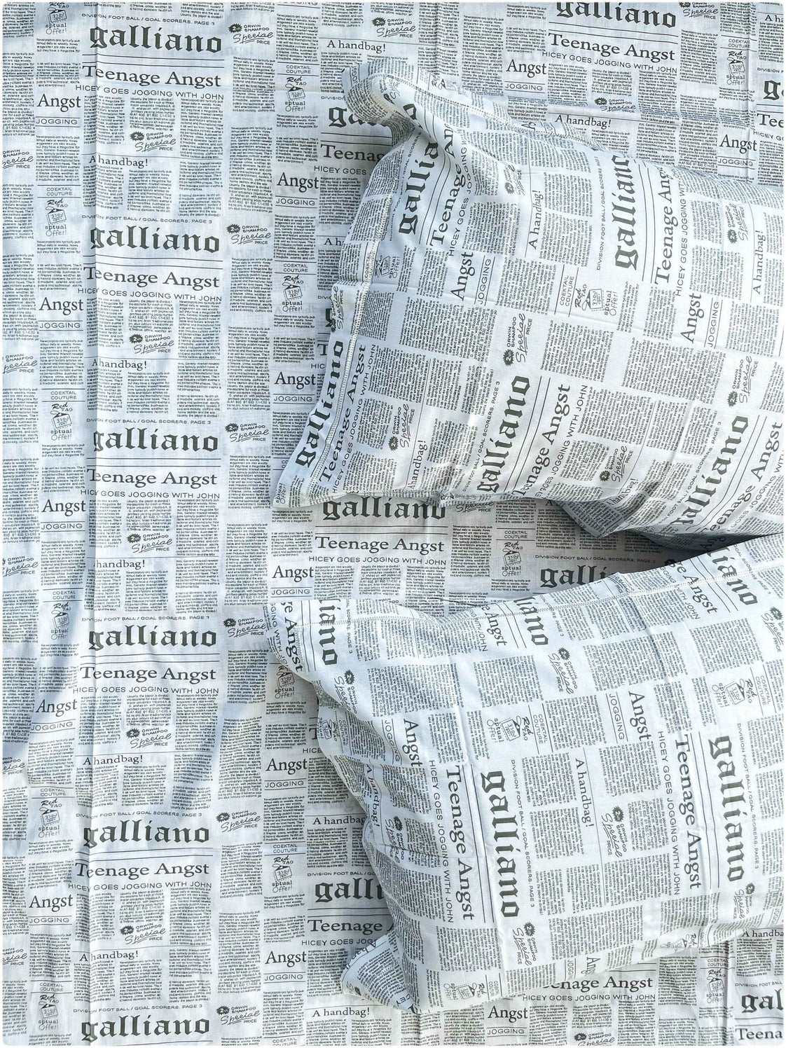 Grey Newspaper Print – Luxe Bed Sheet 300 TC