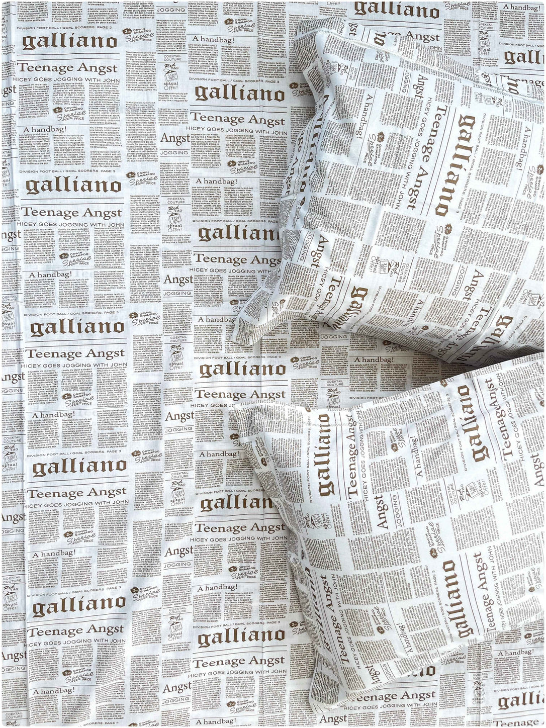 Classic Newspaper Brown – 100% Cotton Bed Sheet Set 300 TC