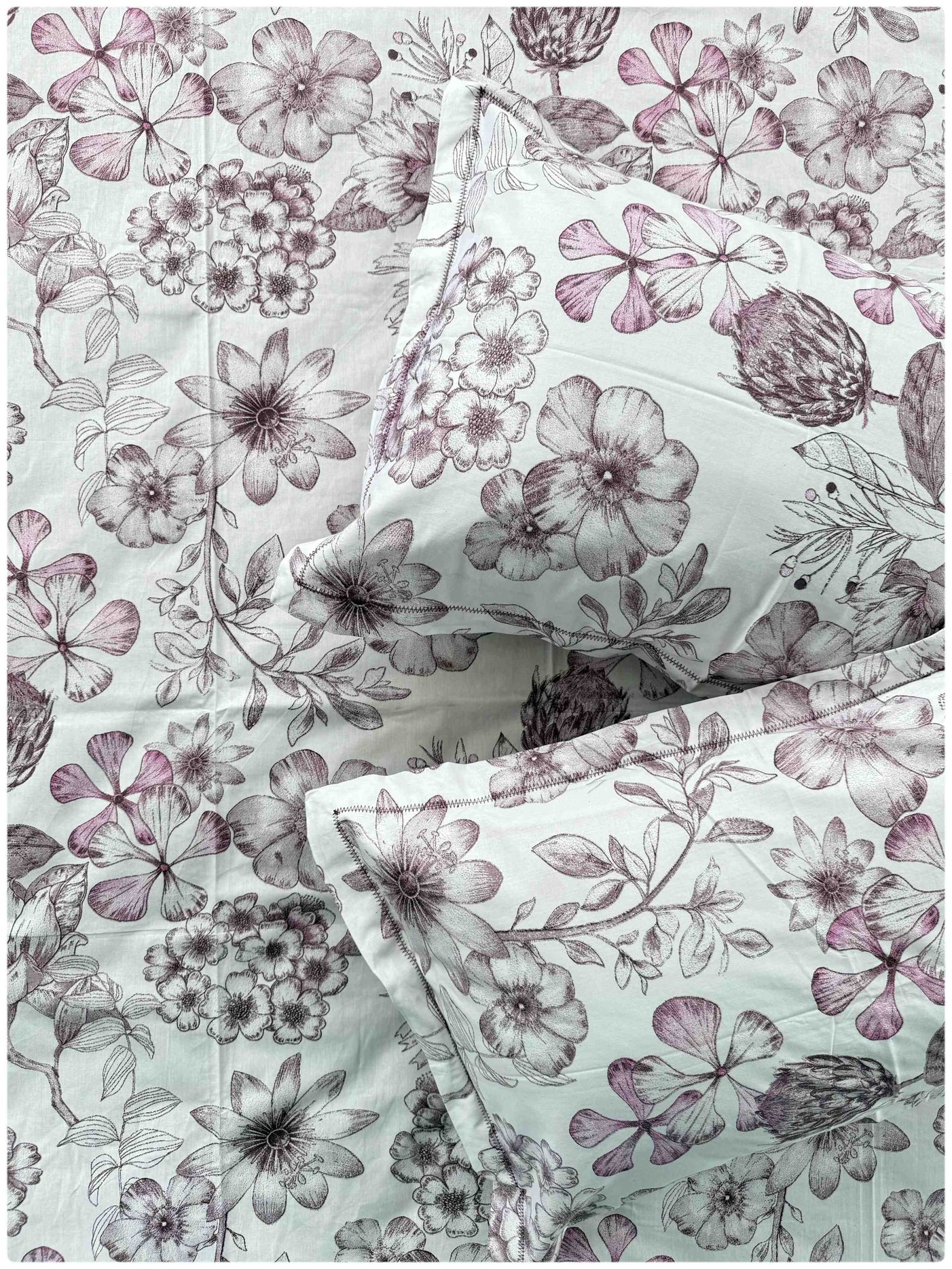 Wine Blossom Floral – 180 TC Luxe Cotton Bed Sheet Set