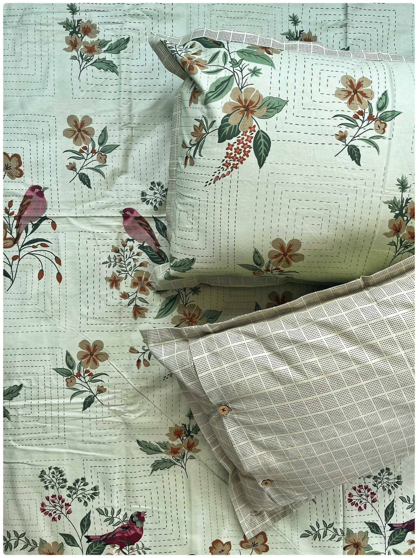 Panchhi Mint Breeze – 200 TC Premium Bed Sheet Set