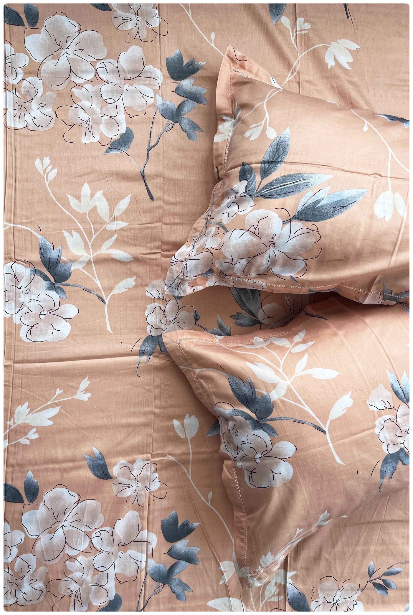 Floral Peach Soft – 200 TC Premium Bed Sheet