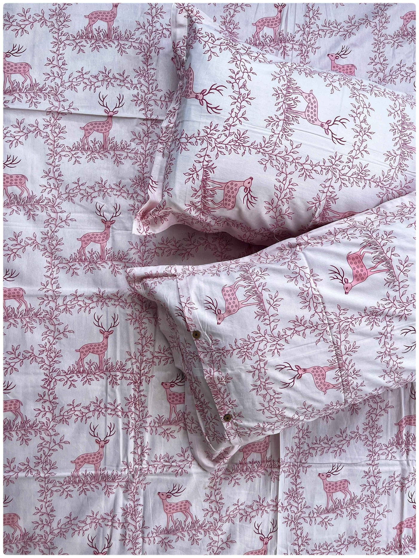 Mrig Pink Forest – 200 TC Luxe Cotton Bed Sheet