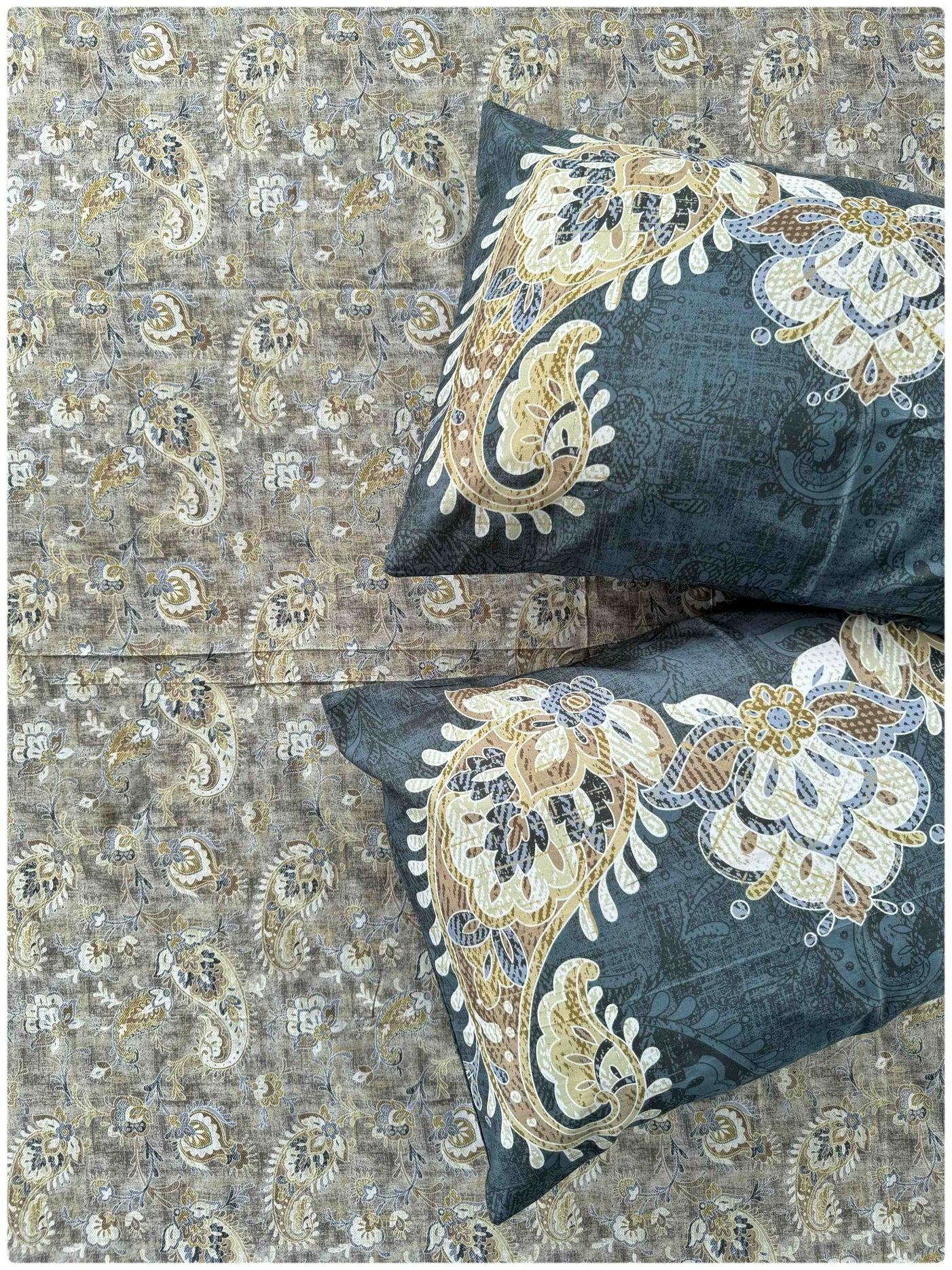 Paisley Earth Teal – 300 TC Luxe Cotton Bed Sheet Set