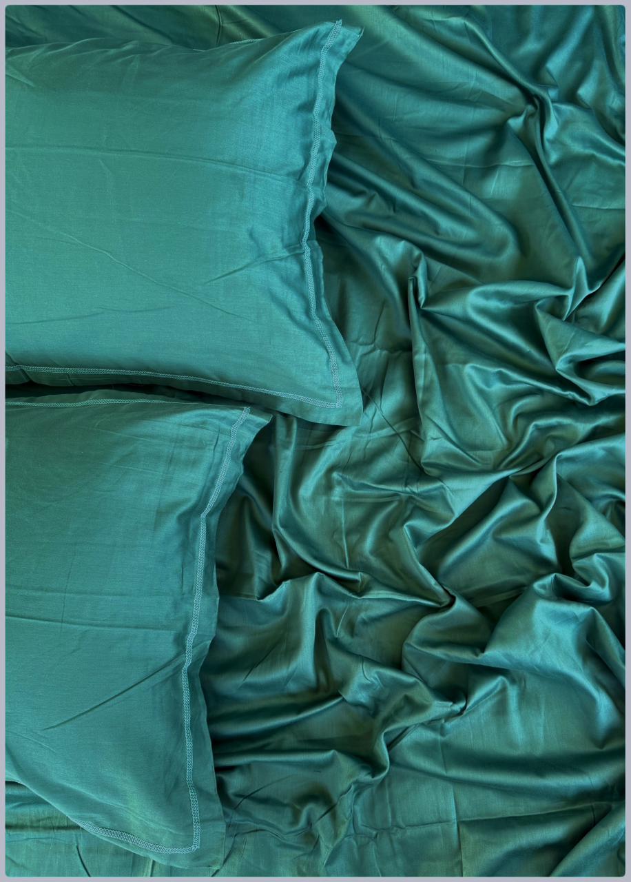 Solid Moss Green – 3 Piece Cotton Bed Sheet Set 300 TC