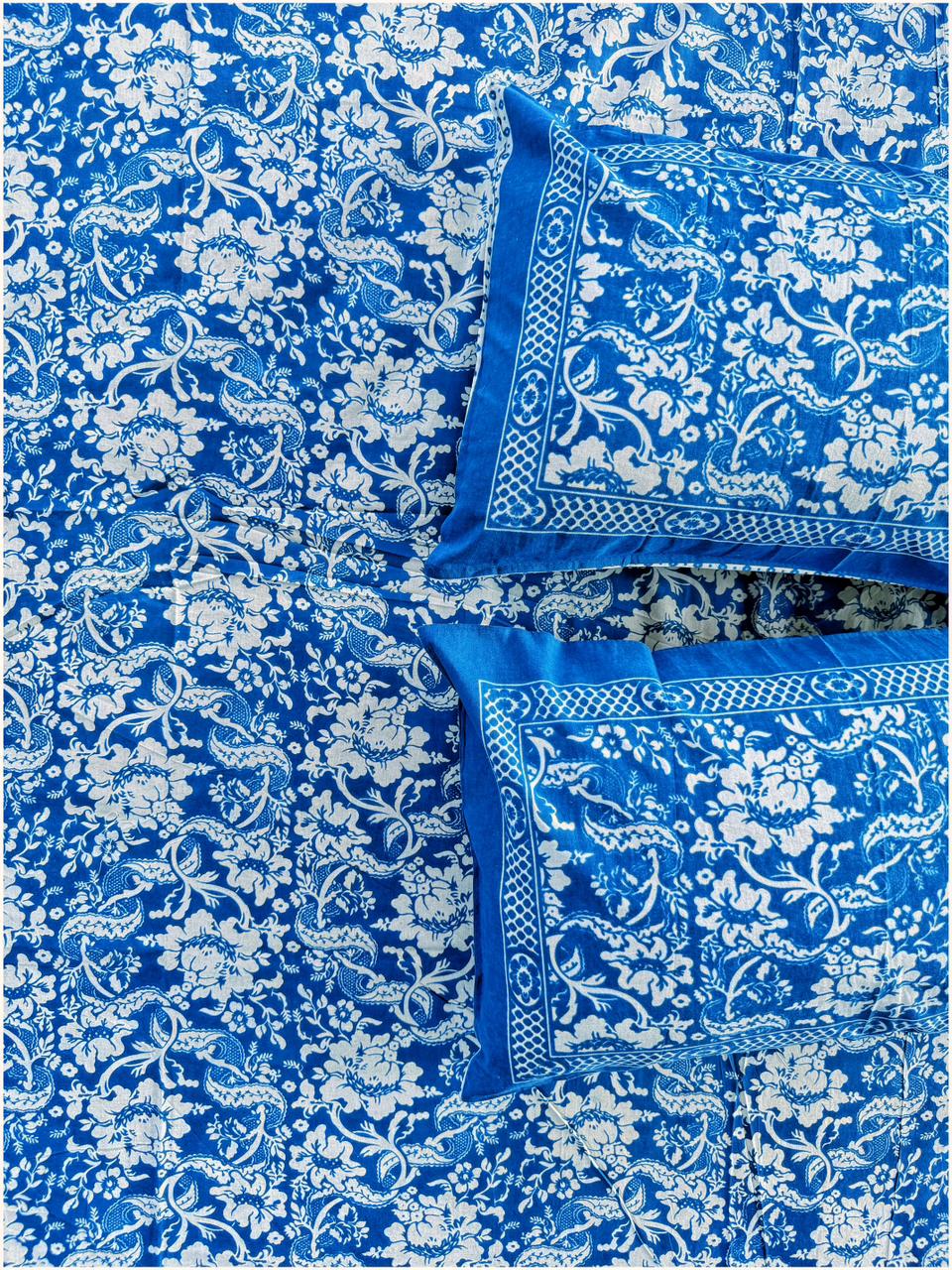Royal Blue Floral – 120 TC Luxe Bed Sheet