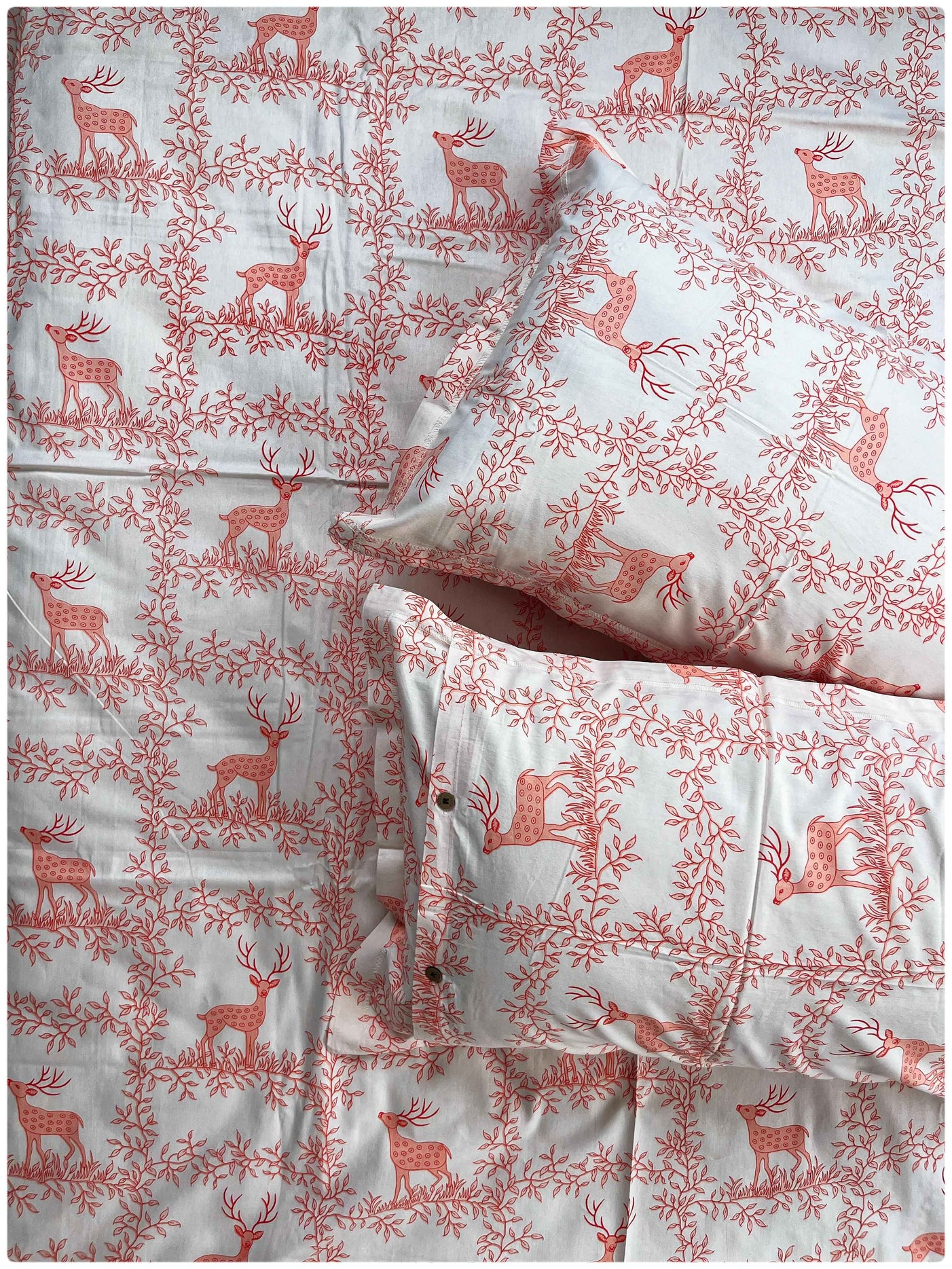 Mrig Orange Forest – 200 TC Premium Bed Sheet Set