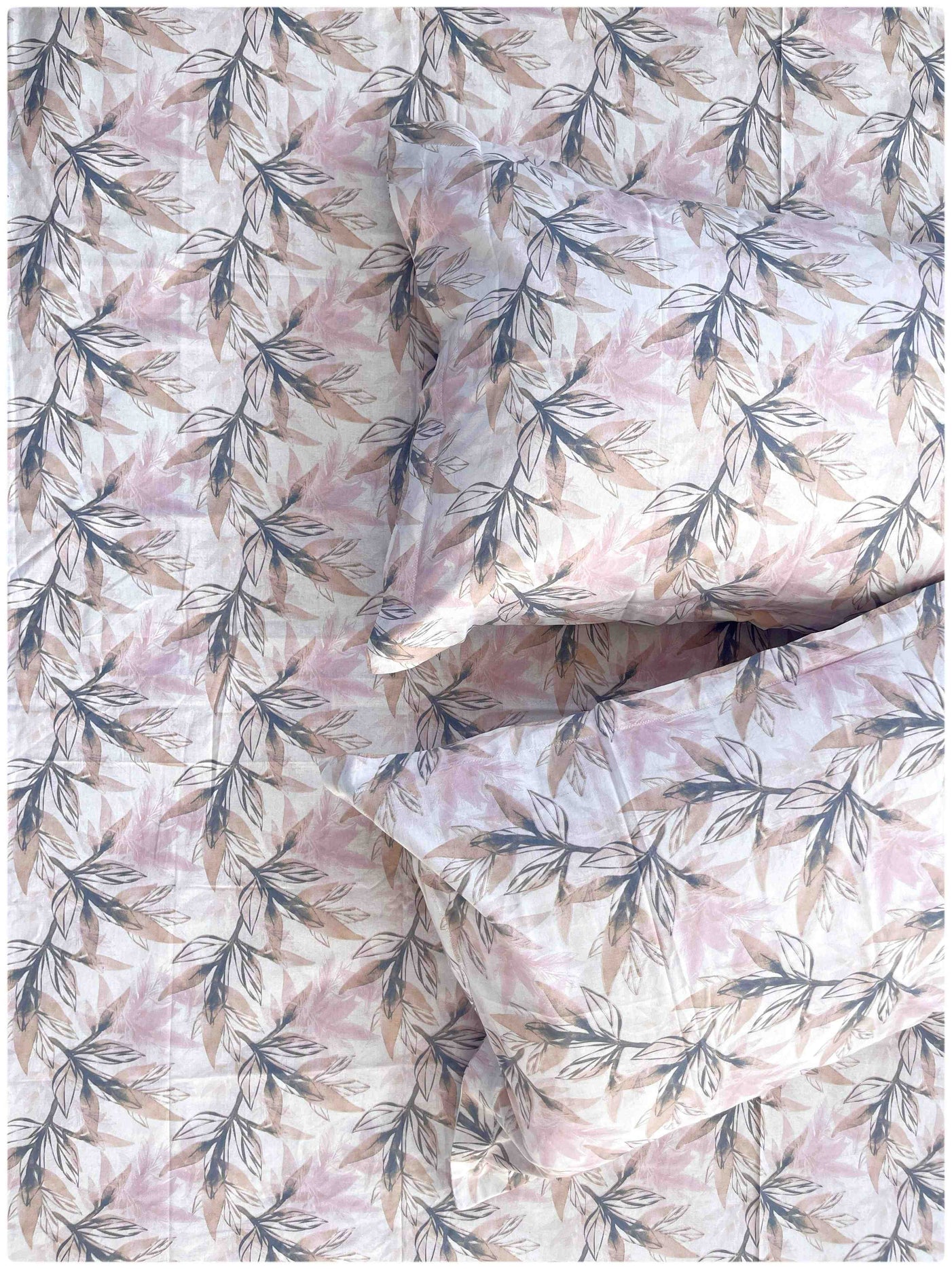 Leaves Blush Pink – 120 TC Luxe Bed Sheet