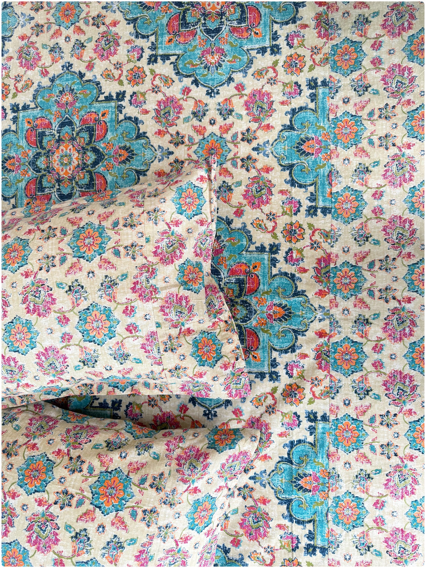 Ethnic Premium Super King Bedsheet - Multicolor
