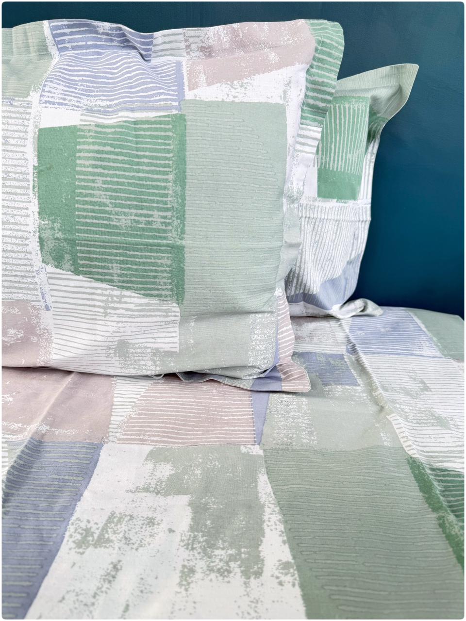Artistic Brush Sea Green – Premium Bed Sheet Set 300 TC