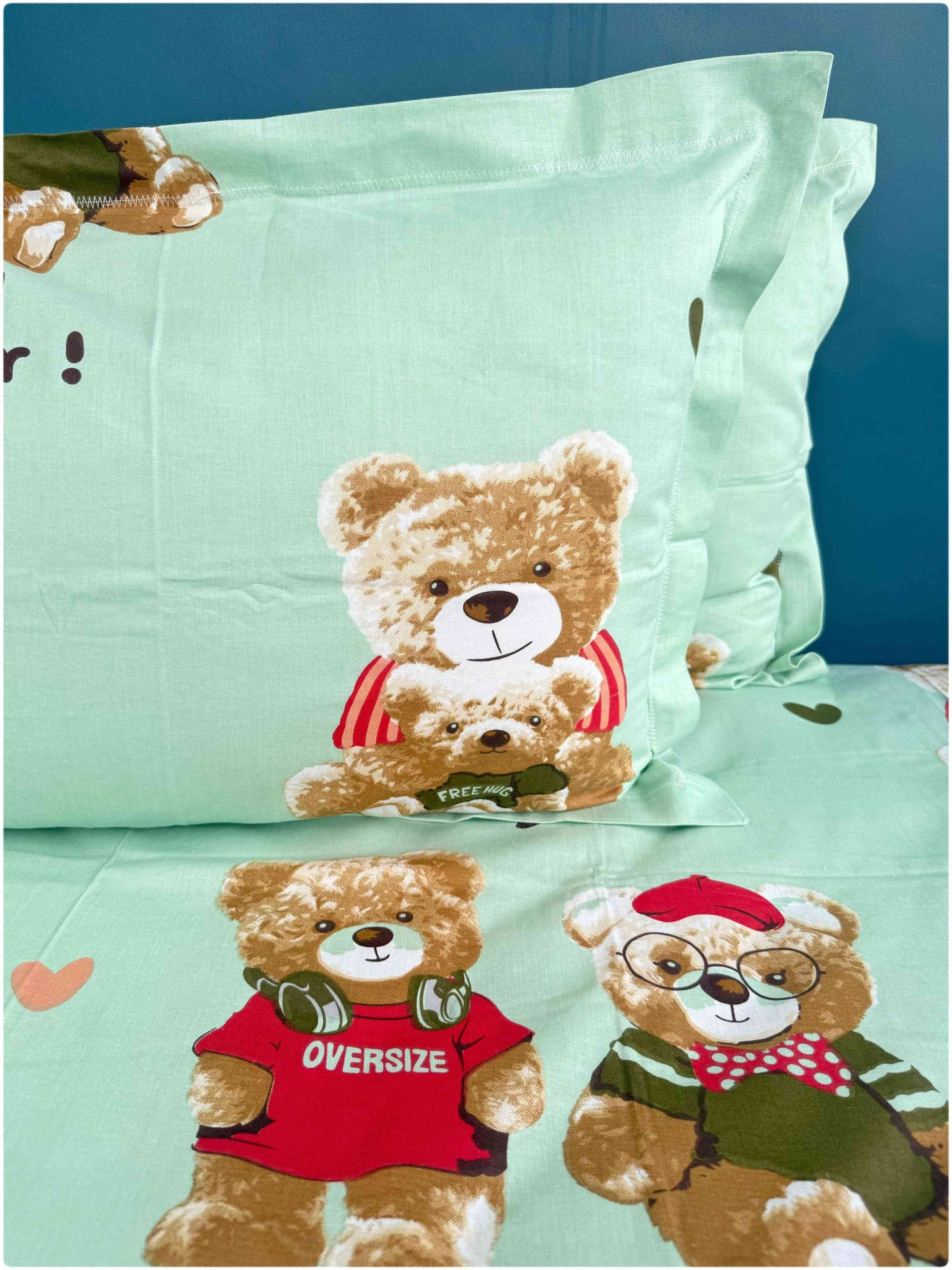 Teddy Green Play – Kids Playtime Bed Sheet Set 180 TC